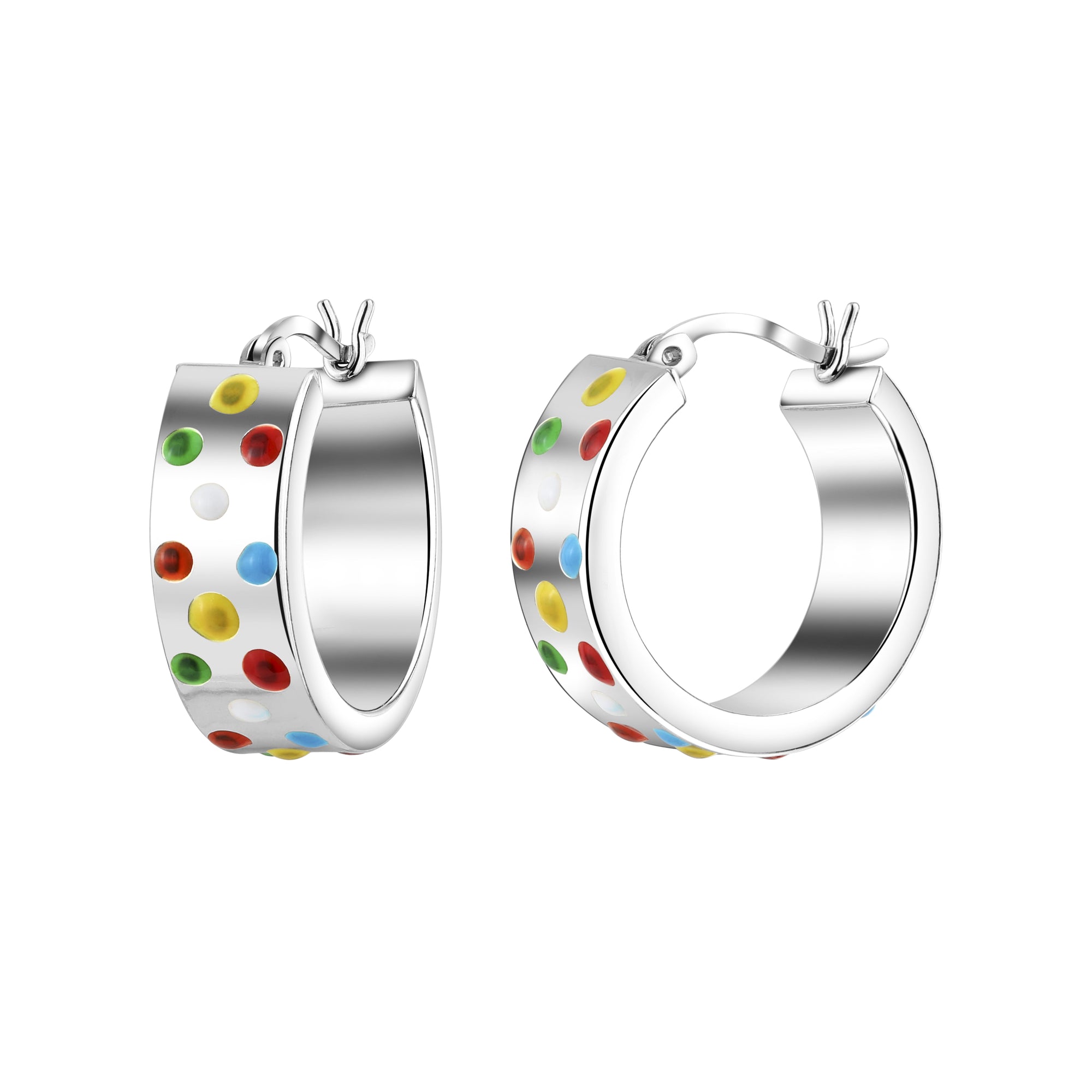 925 STERLING SILVER ROUND HOOP EARRINGS WITH ENAMELS