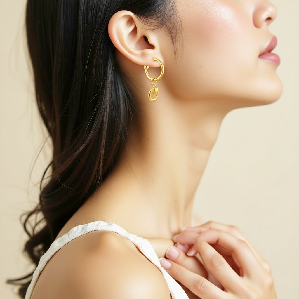 925 STERLING SILVER FANCY DANGLED HOOP EARRINGS