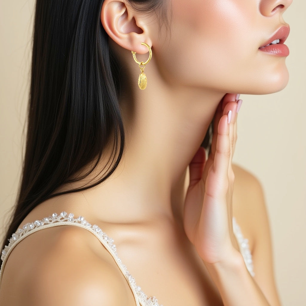 925 STERLING SILVER LIGHT WEIGHT DANGLED C HOOP EARRINGS