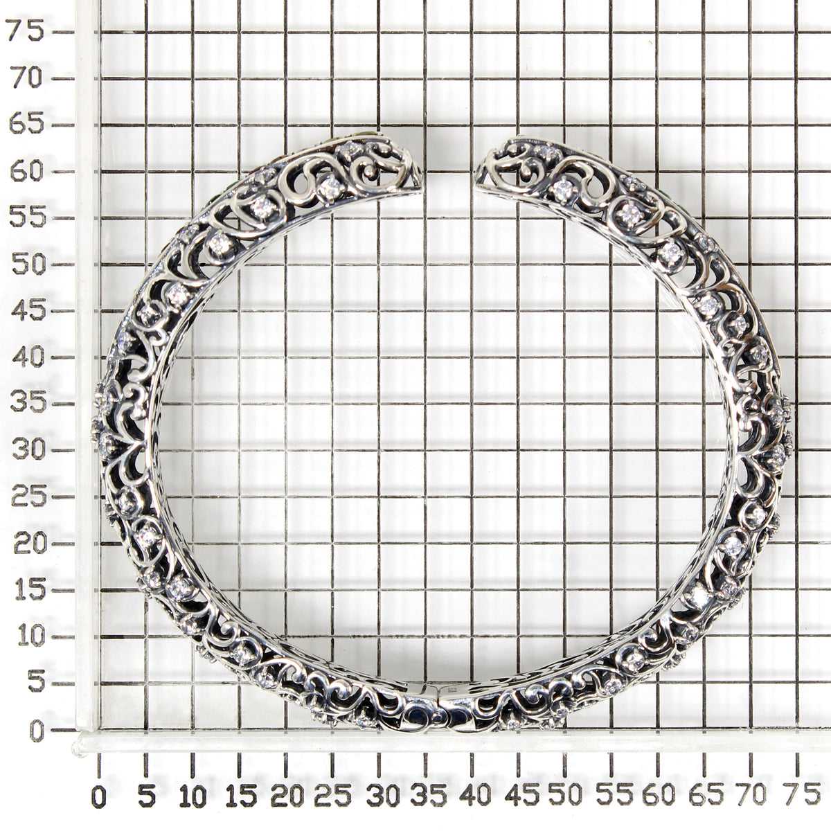 925 STERLING SILVER BALI HINGE CUFF WITH MULTI-COLOUR SAPPHIRE