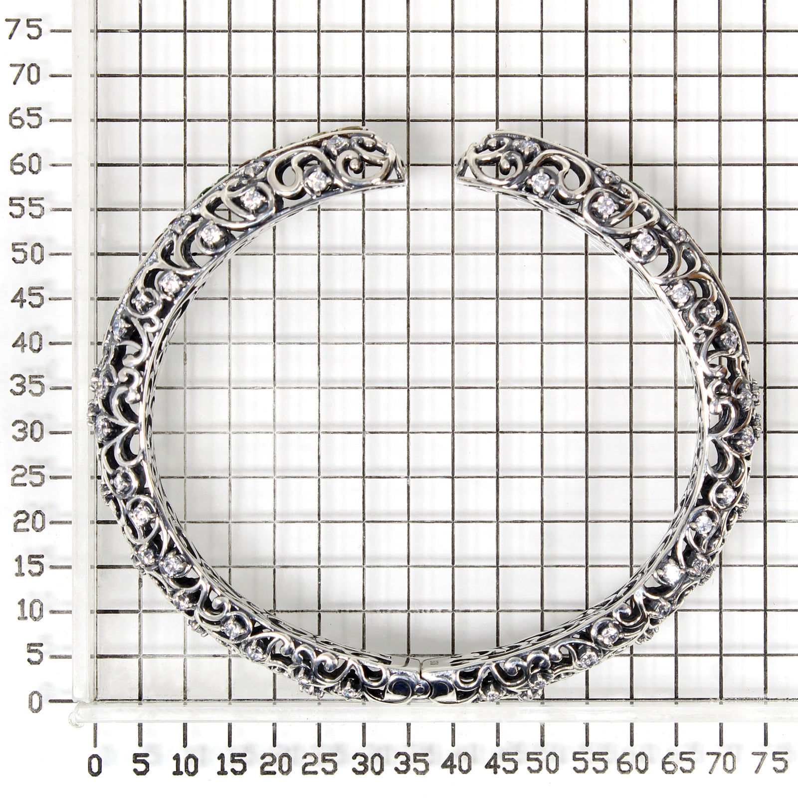 925 STERLING SILVER BALI HINGE CUFF WITH MULTI-COLOUR SAPPHIRE