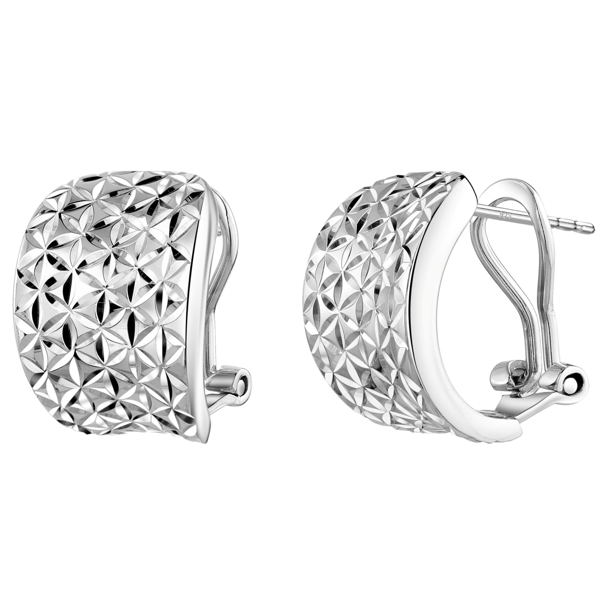 925 STERLING SILVER HALF HUGGIE HOOP EARRINGS