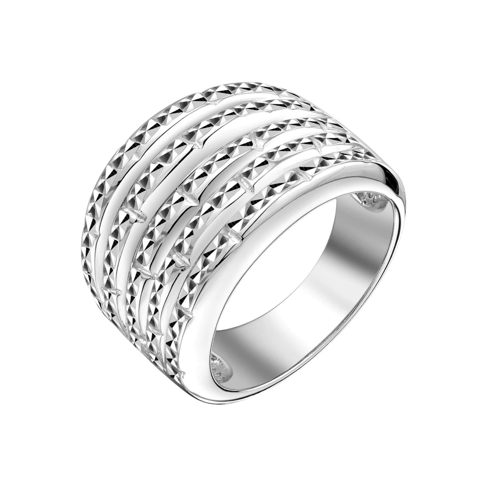 925 STERLING SILVER WITH DIAMOND CUT RING