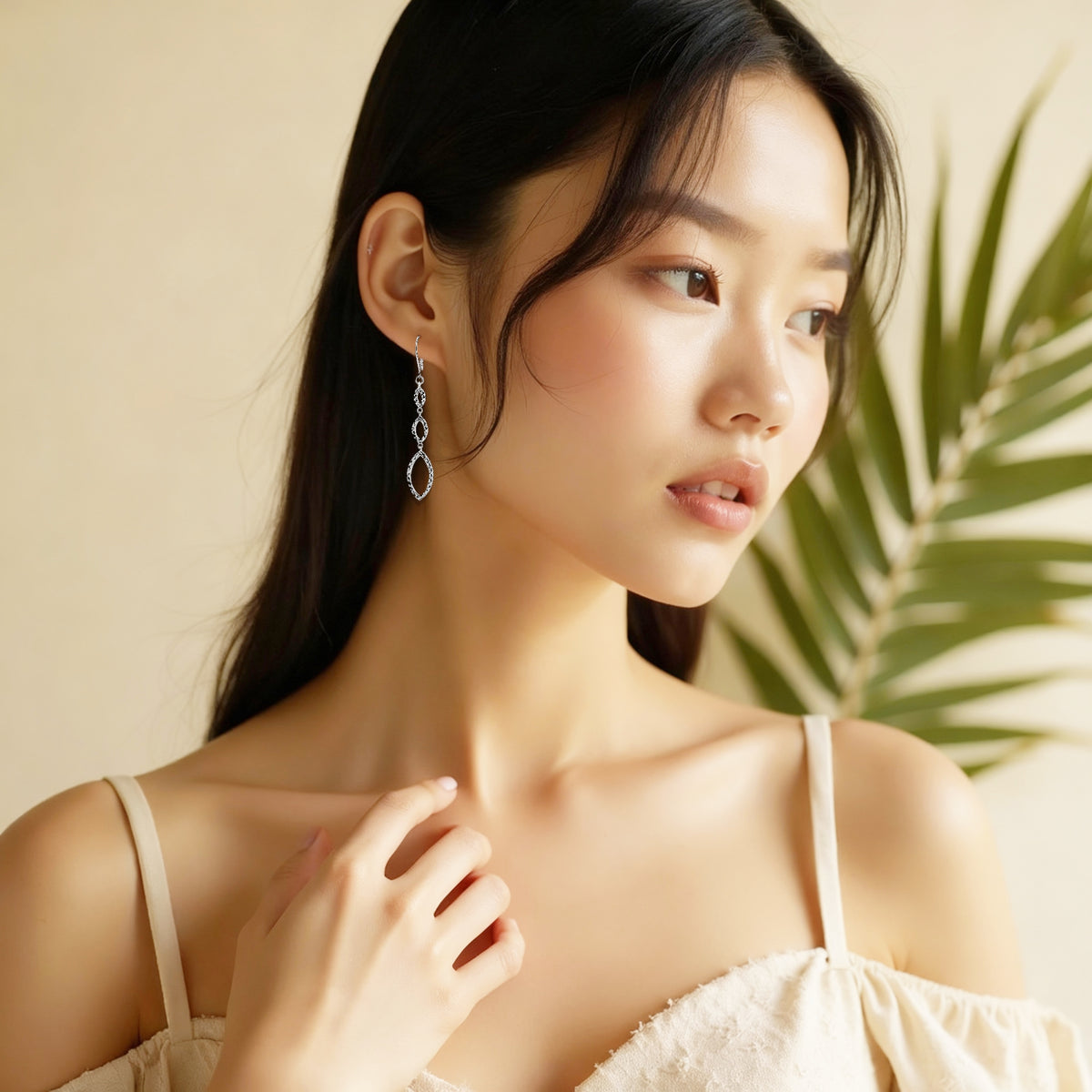 925 STERLING SILVER MARQUISE DANGLE EARRINGS