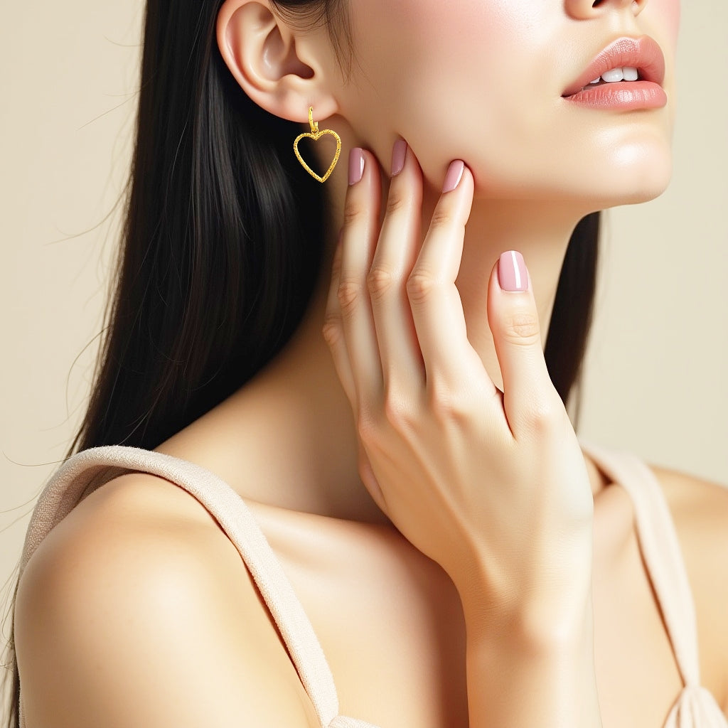 925 STERLING SILVER OPEN HEART DANGLED EARRINGS