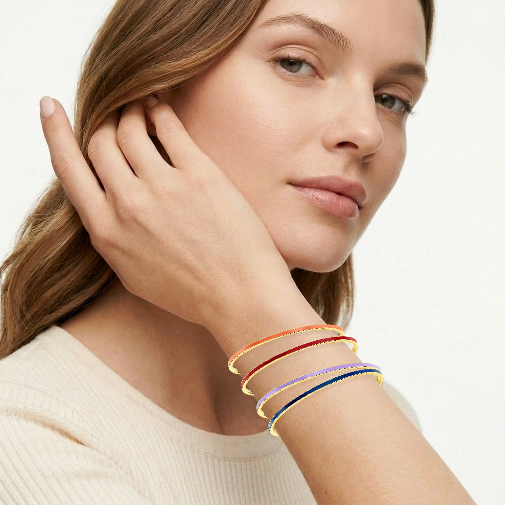 925 STERLING SILVER CLASSIC ENAMEL SLIP ON BANGLE