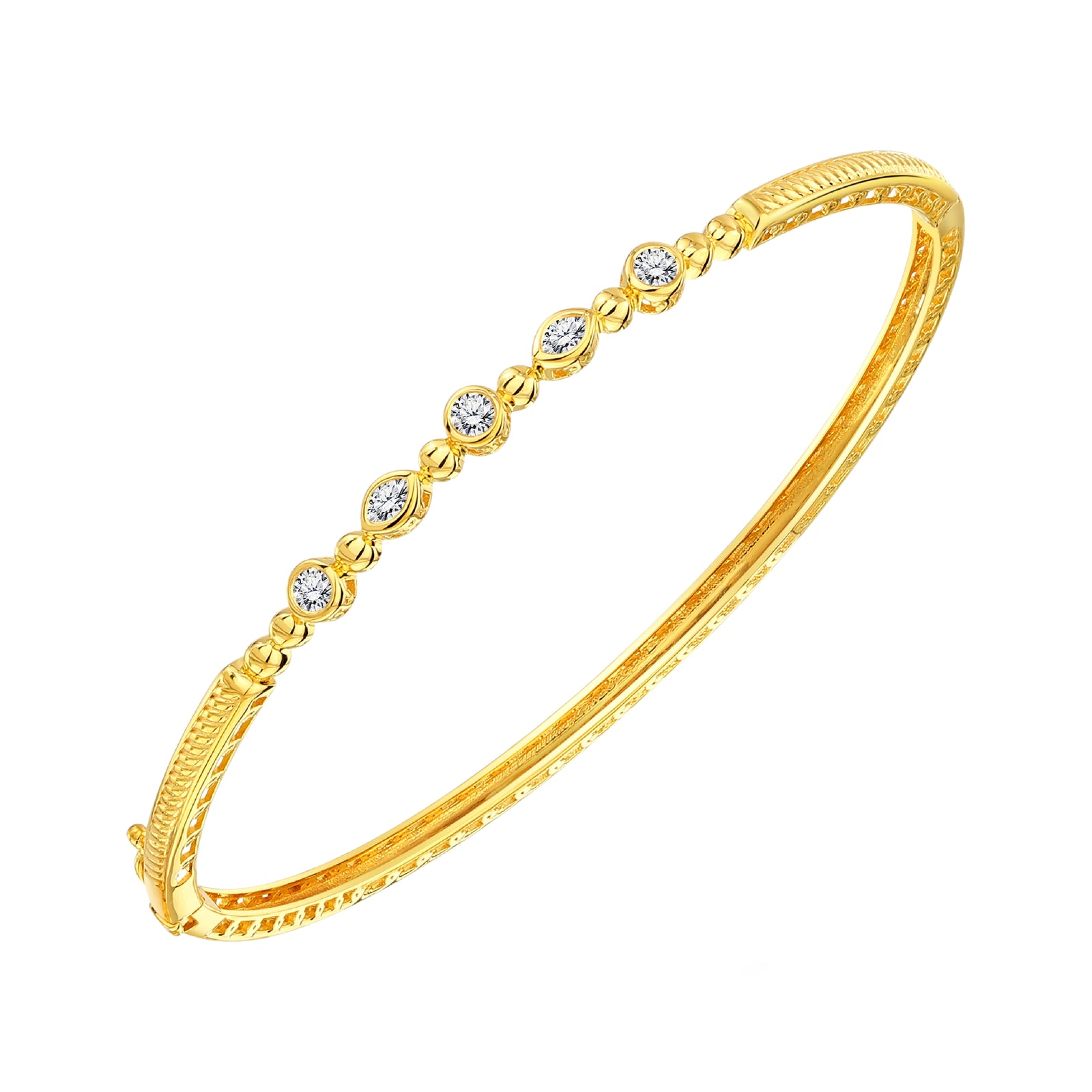 925 STERLING SILVER HINGE BANGLE WITH CUBIC ZIRCONIA