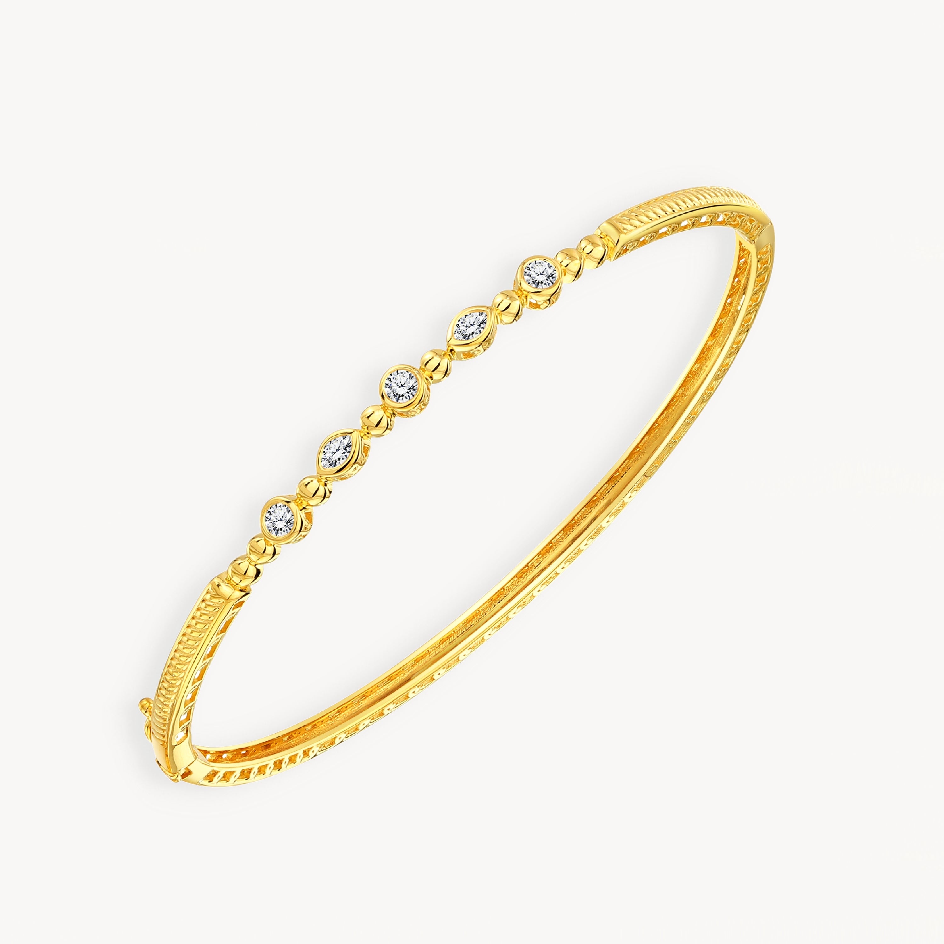 925 STERLING SILVER HINGE BANGLE WITH CUBIC ZIRCONIA