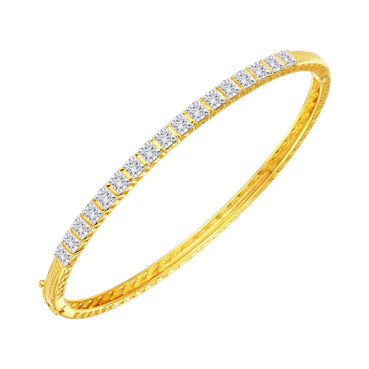 925 STERLING SILVER HINGE BANGLE WITH CUBIC ZIRCONIA