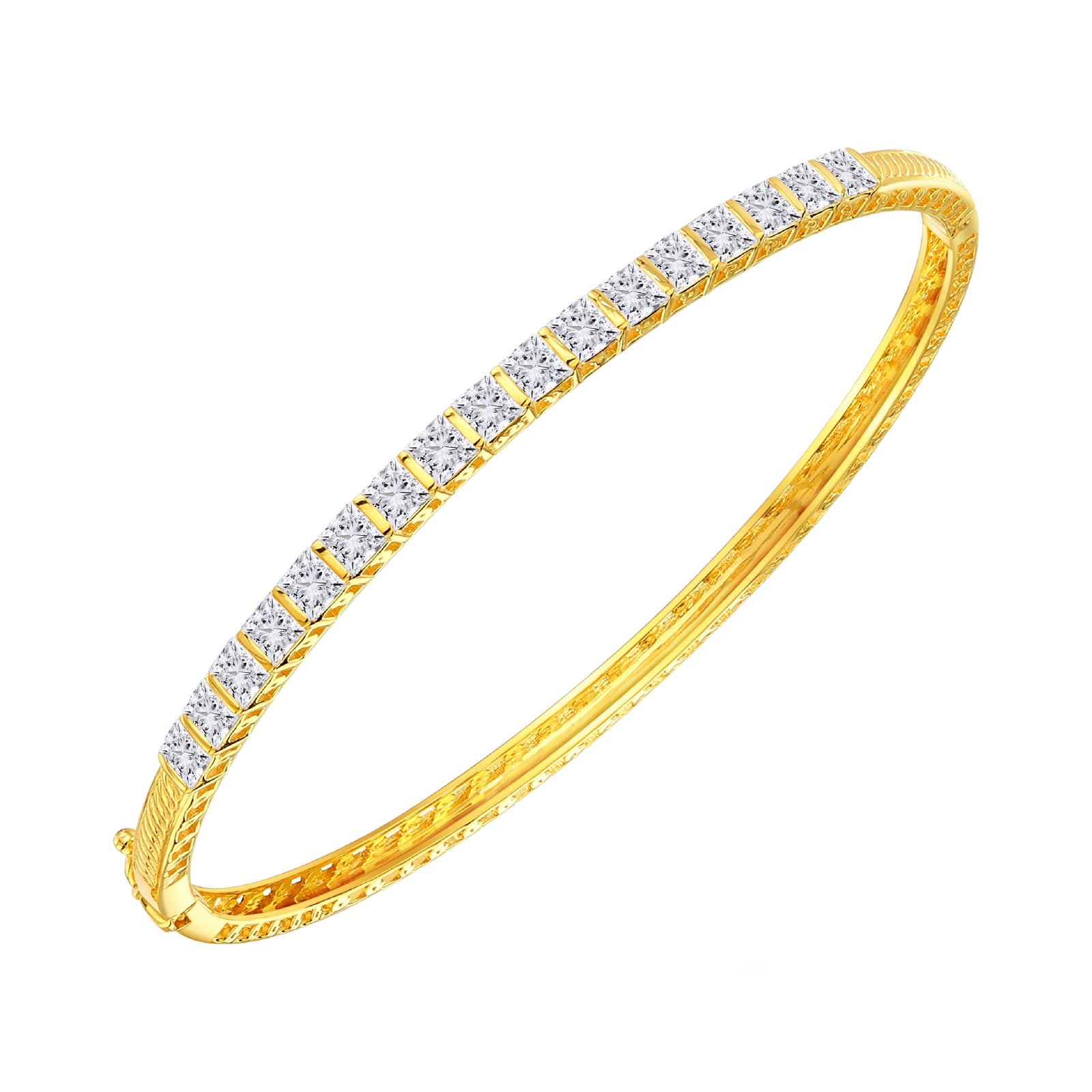 925 STERLING SILVER HINGE BANGLE WITH CUBIC ZIRCONIA