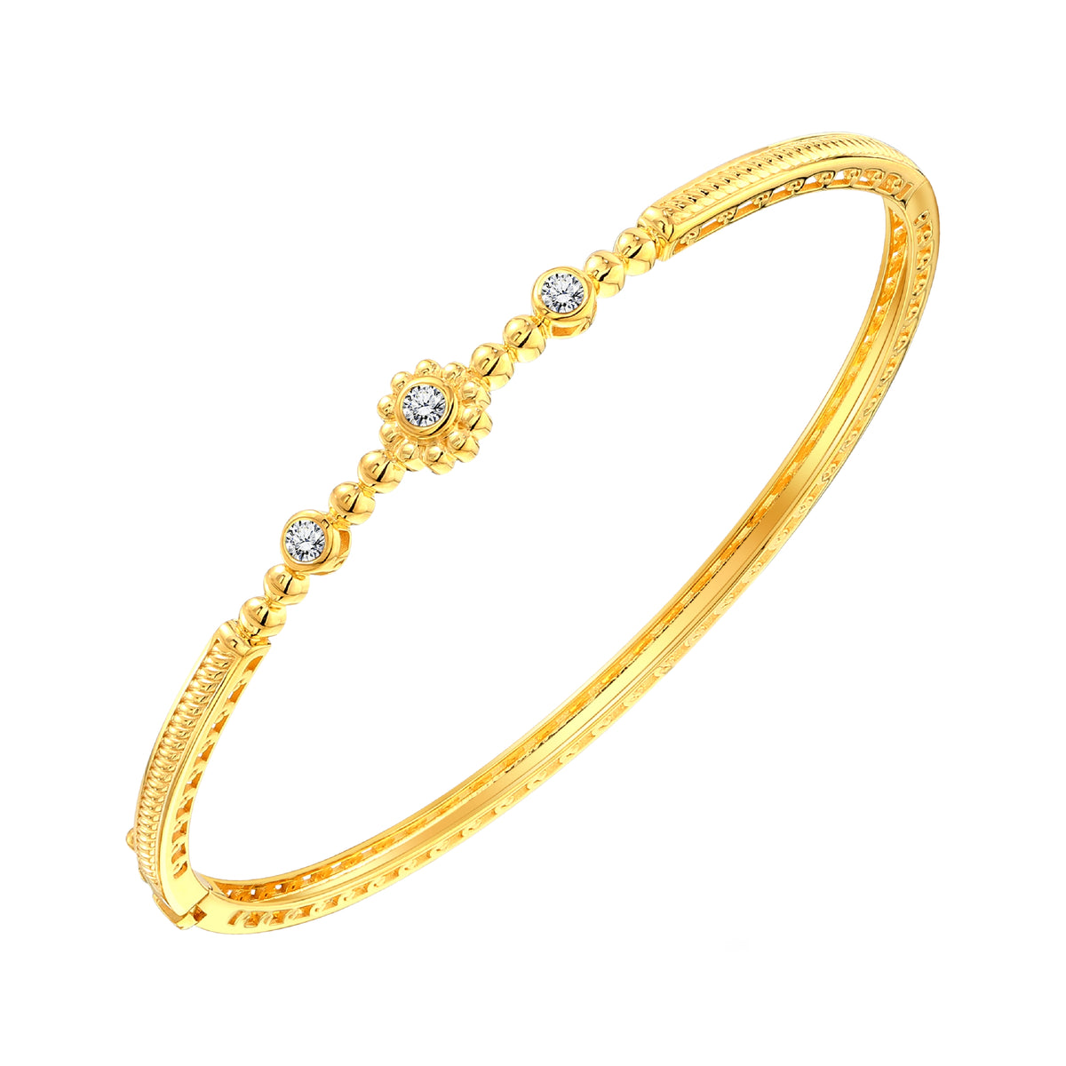 925 STERLING SILVER HINGE BANGLE WITH CUBIC ZIRCONIA