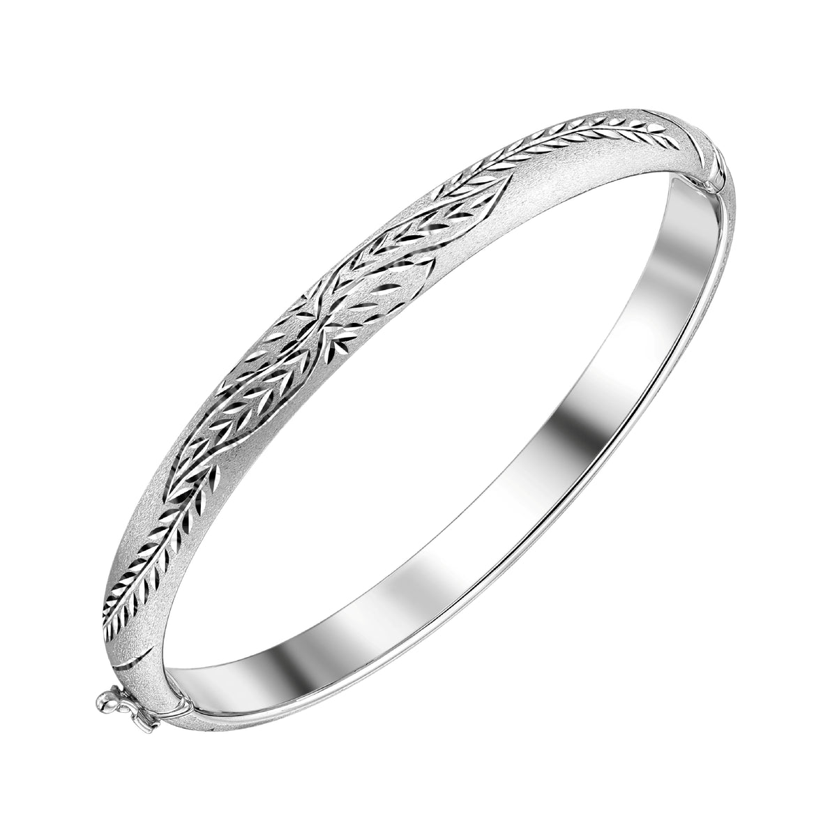 925 STERLING SILVER DIAMOND CUT TUBE HINGED BANGLE