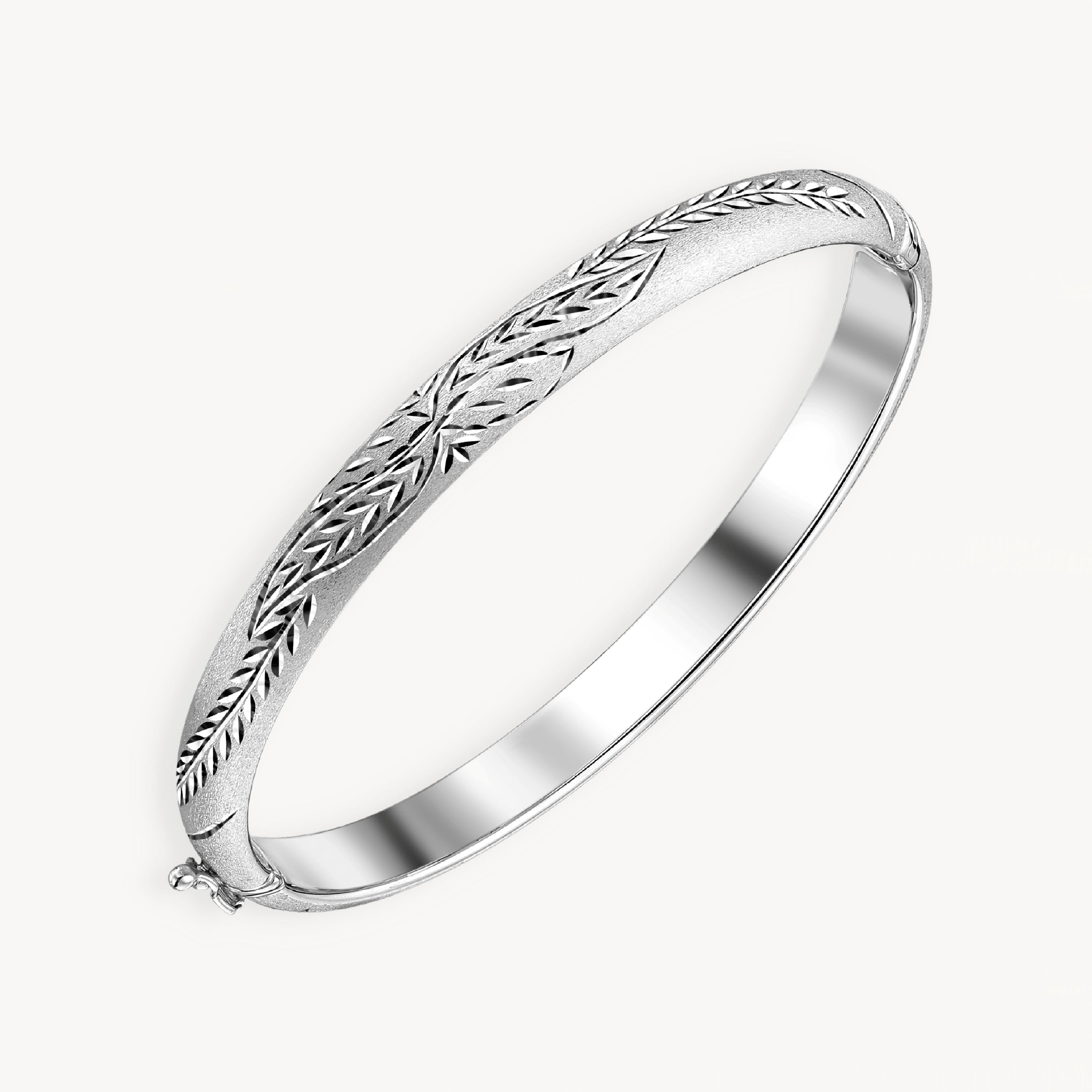 925 STERLING SILVER DIAMOND CUT TUBE HINGED BANGLE