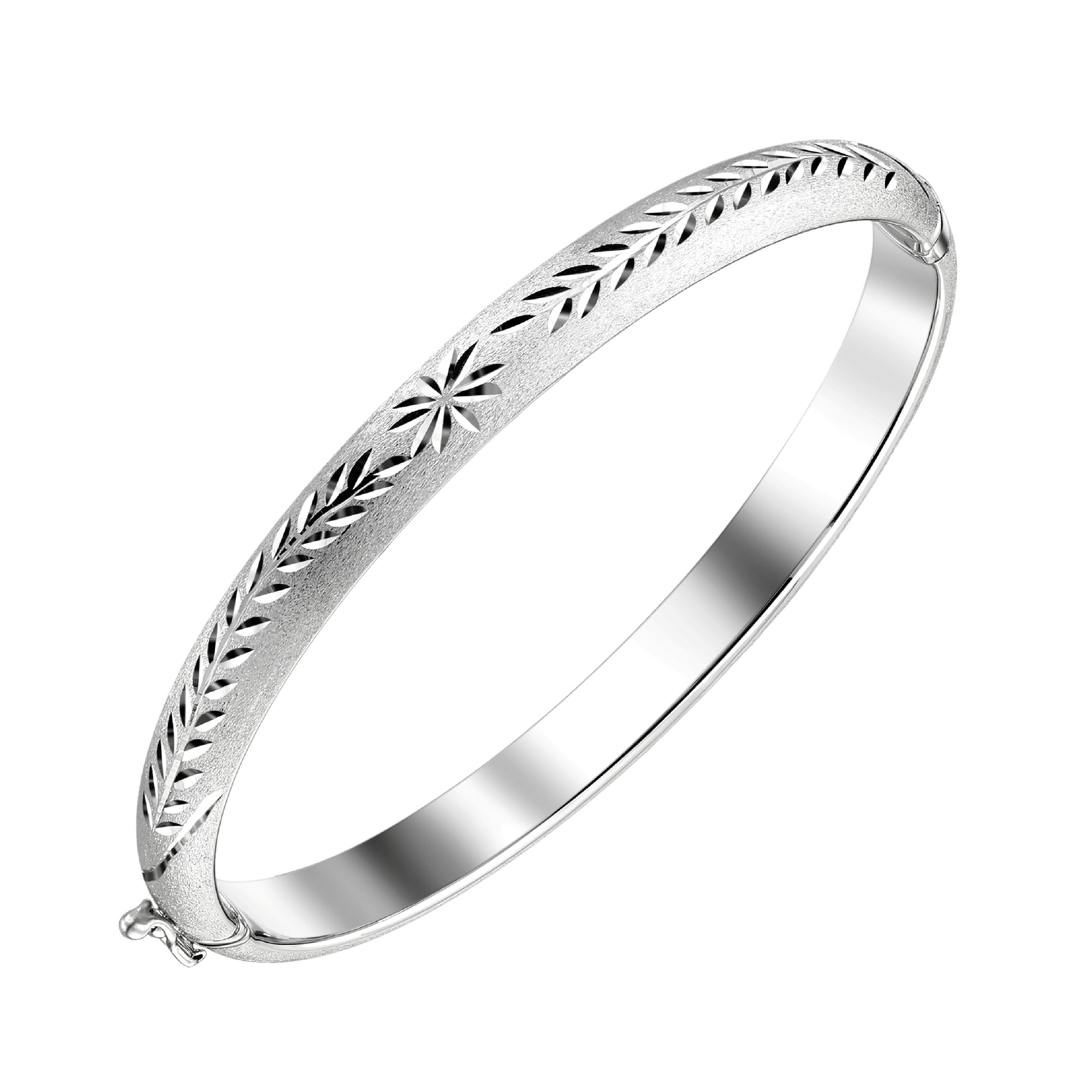 925 STERLING SILVER DIAMOND CUT TUBE HINGED BANGLE