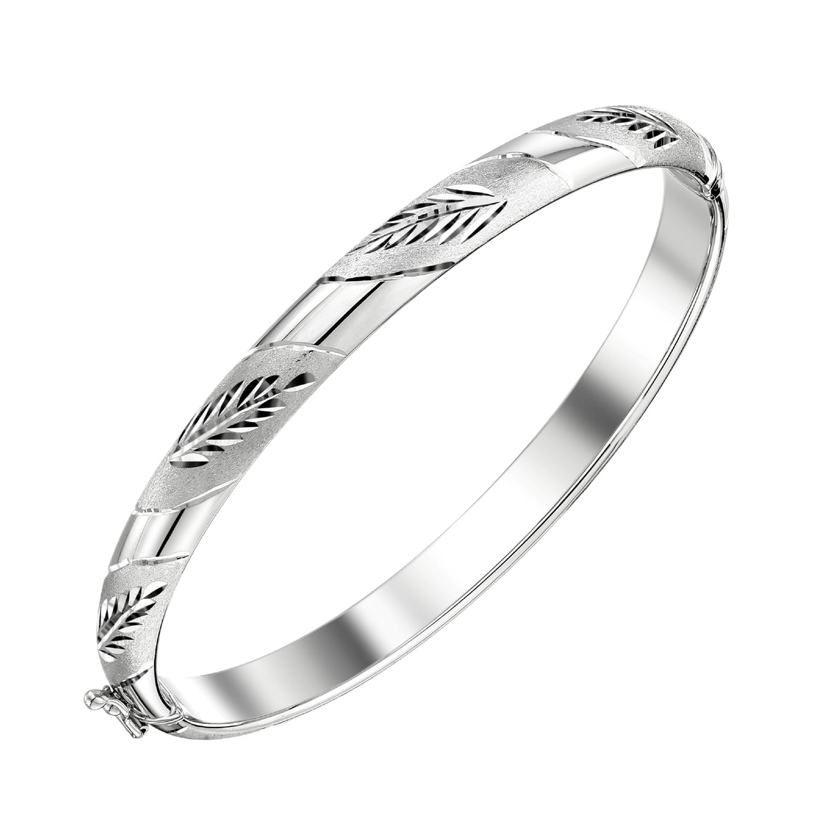 925 STERLING SILVER DIAMOND CUT TUBE HINGED BANGLE