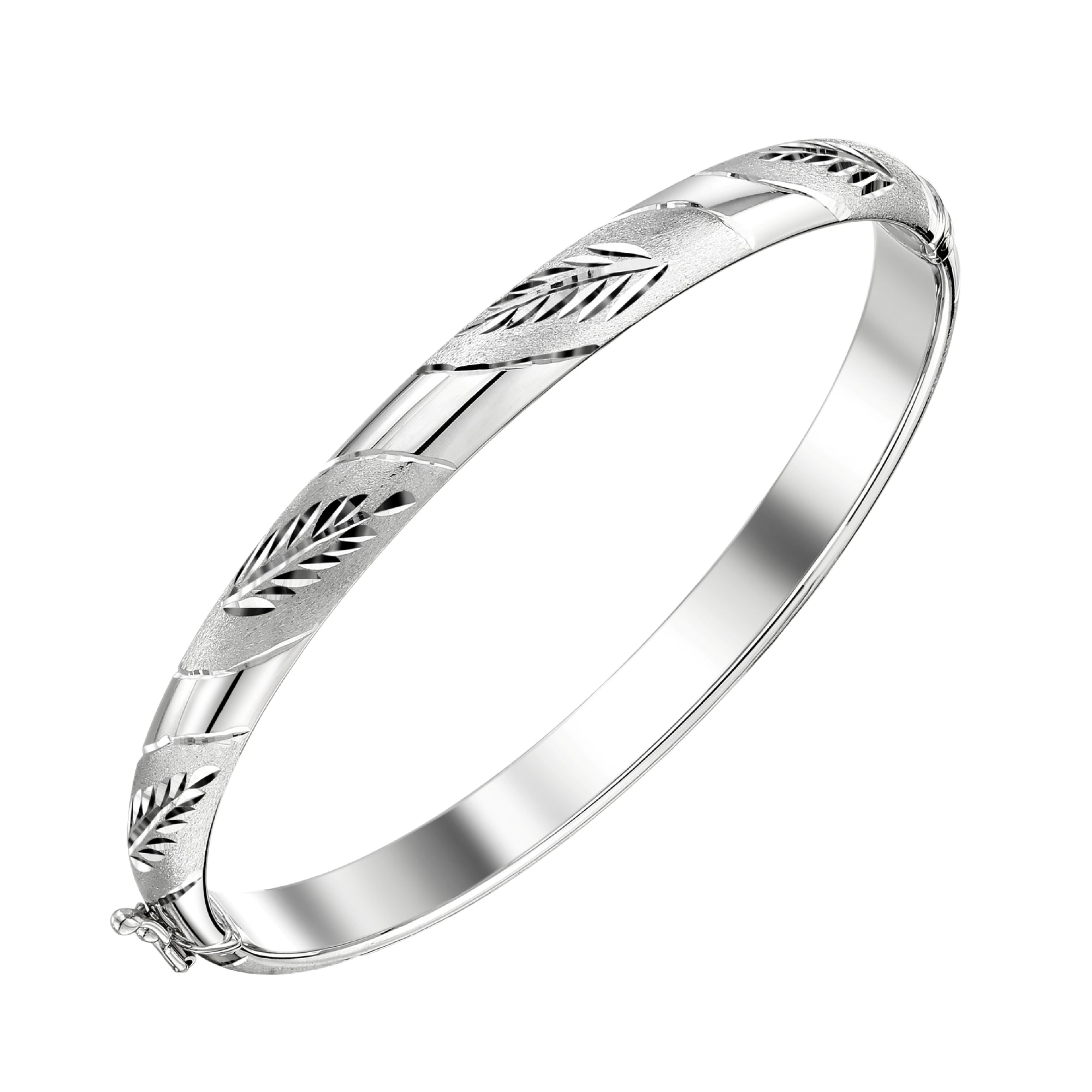 925 STERLING SILVER DIAMOND CUT TUBE HINGED BANGLE