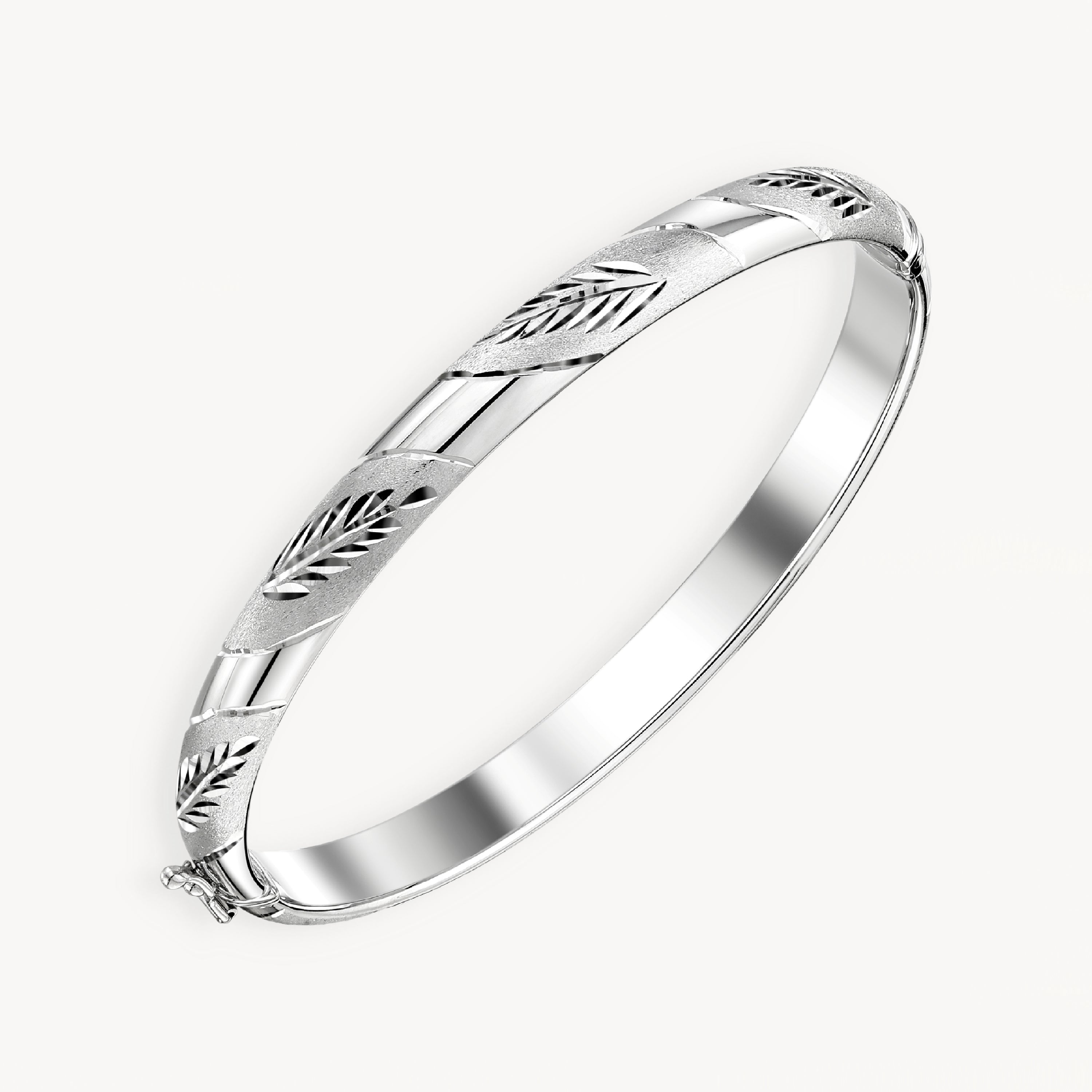 925 STERLING SILVER DIAMOND CUT TUBE HINGED BANGLE