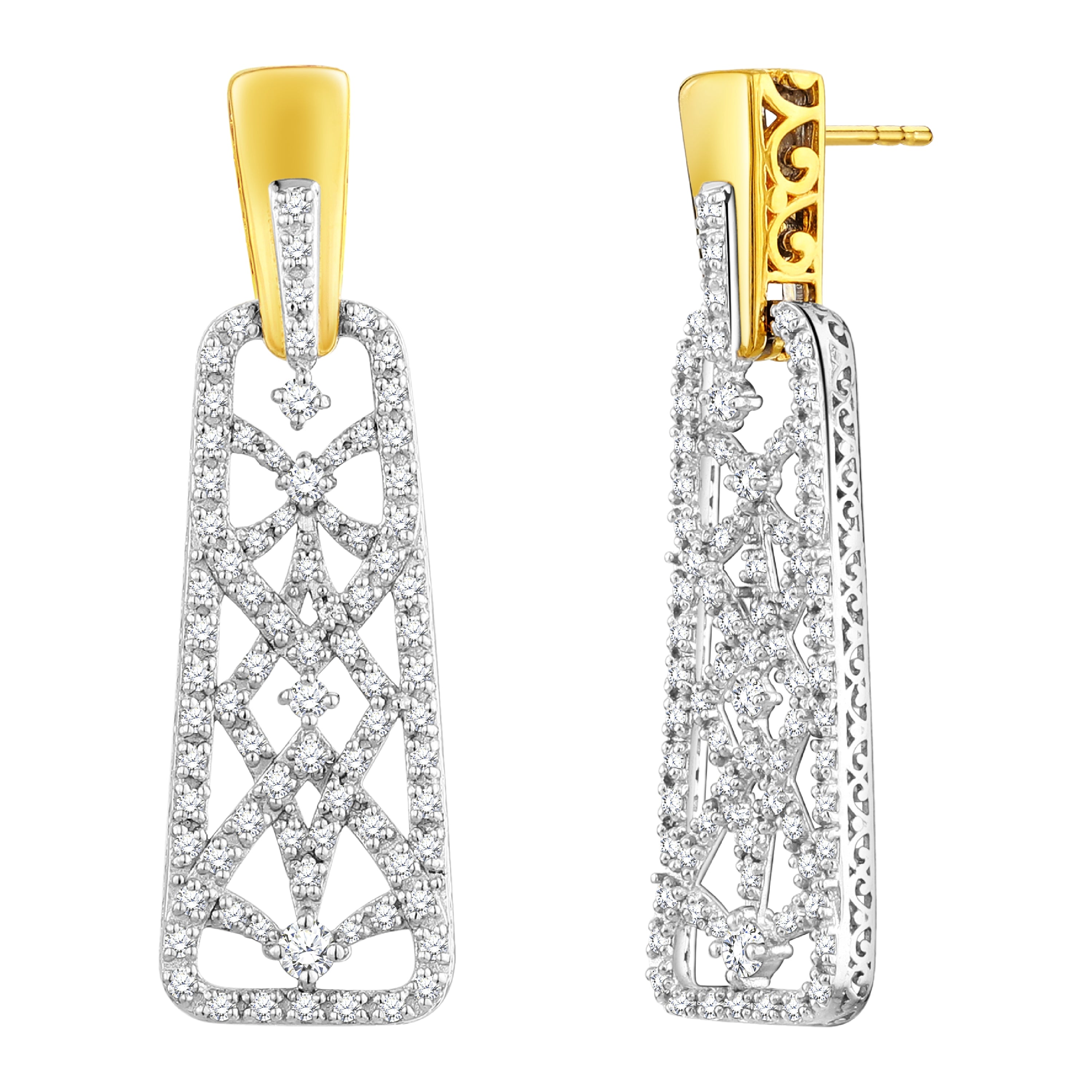 925 STERLING SILVER OPEN WORK EARRINGS WITH CUBIC ZIRCONIA