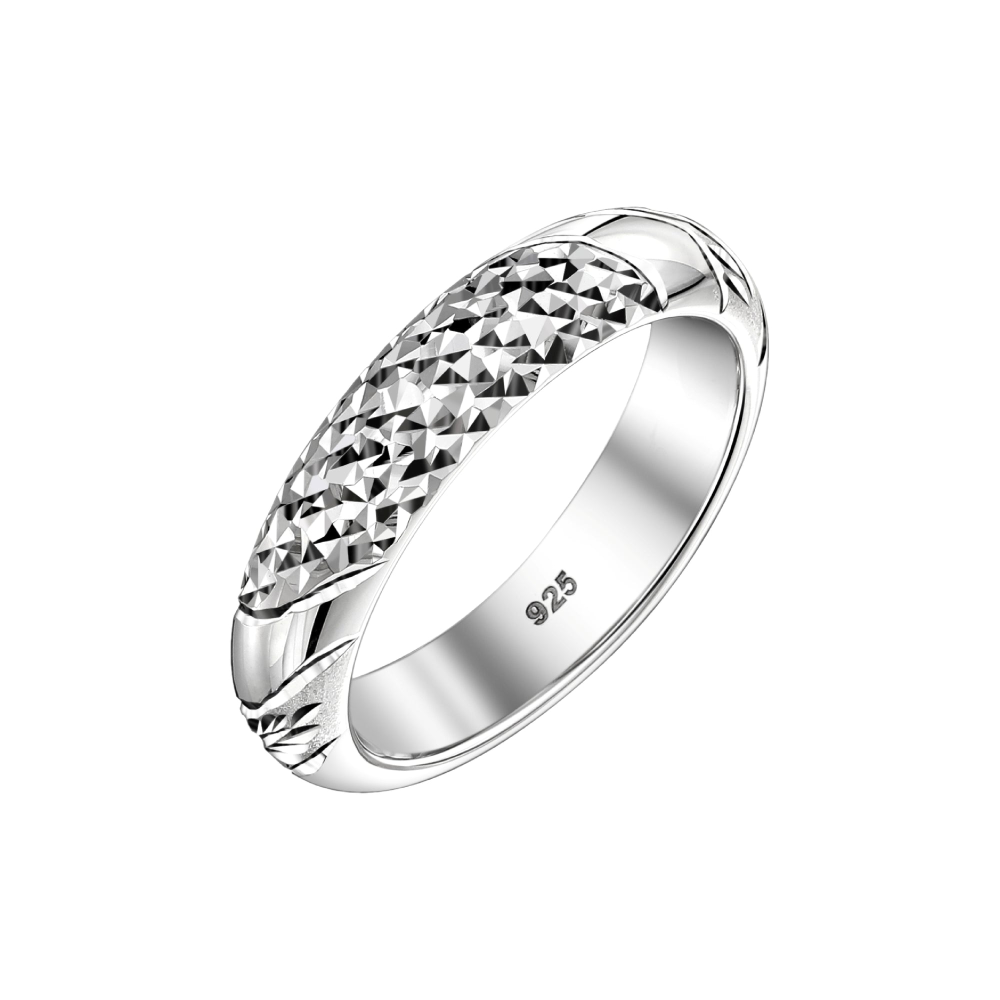 925 STERLING SILVER WITH DIAMOND CUT RING