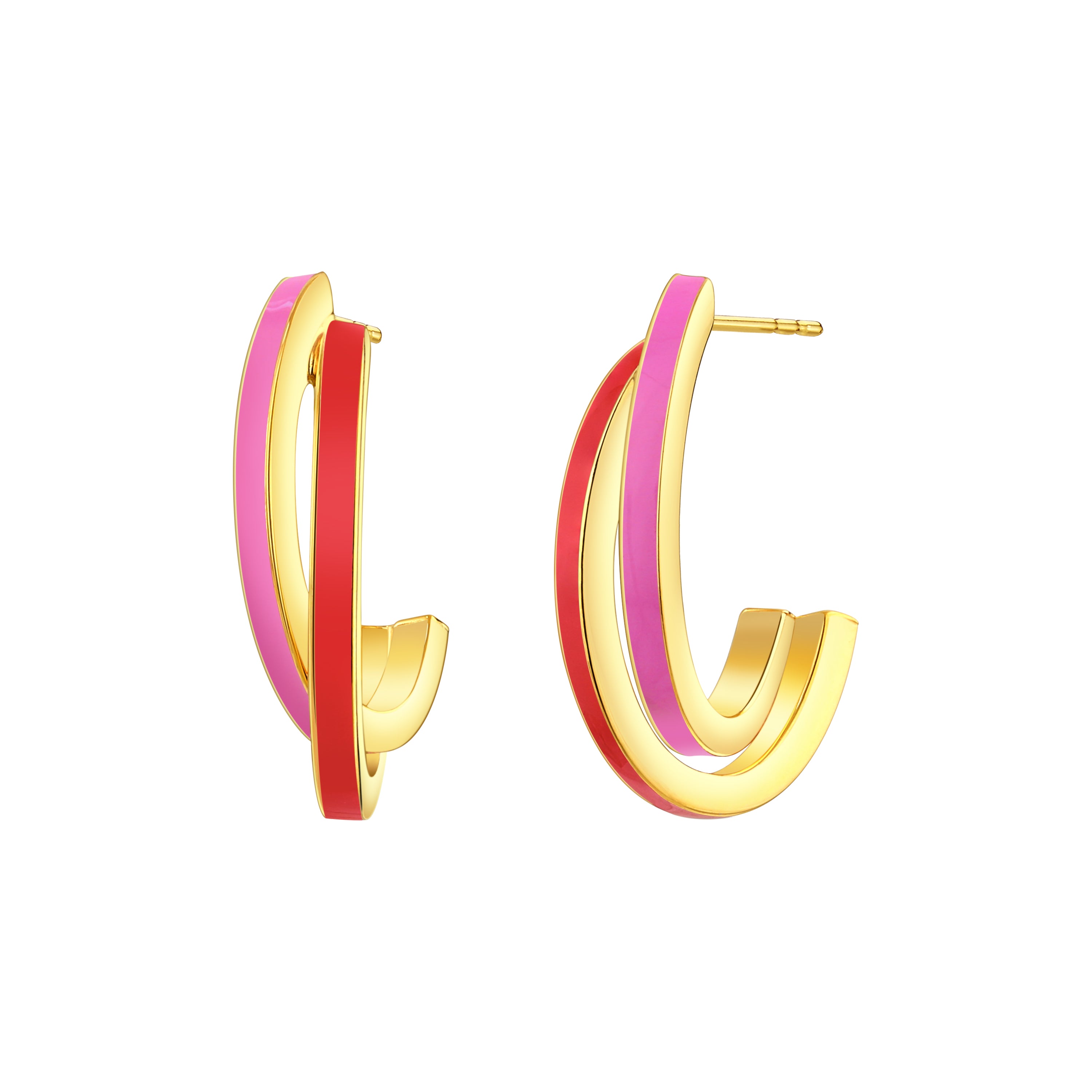 925 STERLING SILVER ENAMELED C HOOP EARRINGS