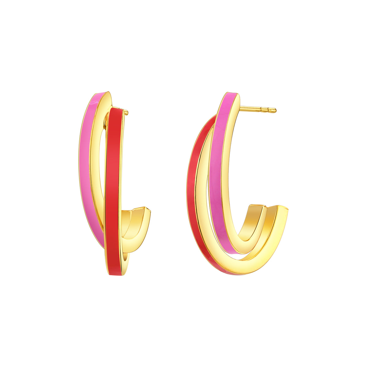 925 STERLING SILVER ENAMELED C HOOP EARRINGS