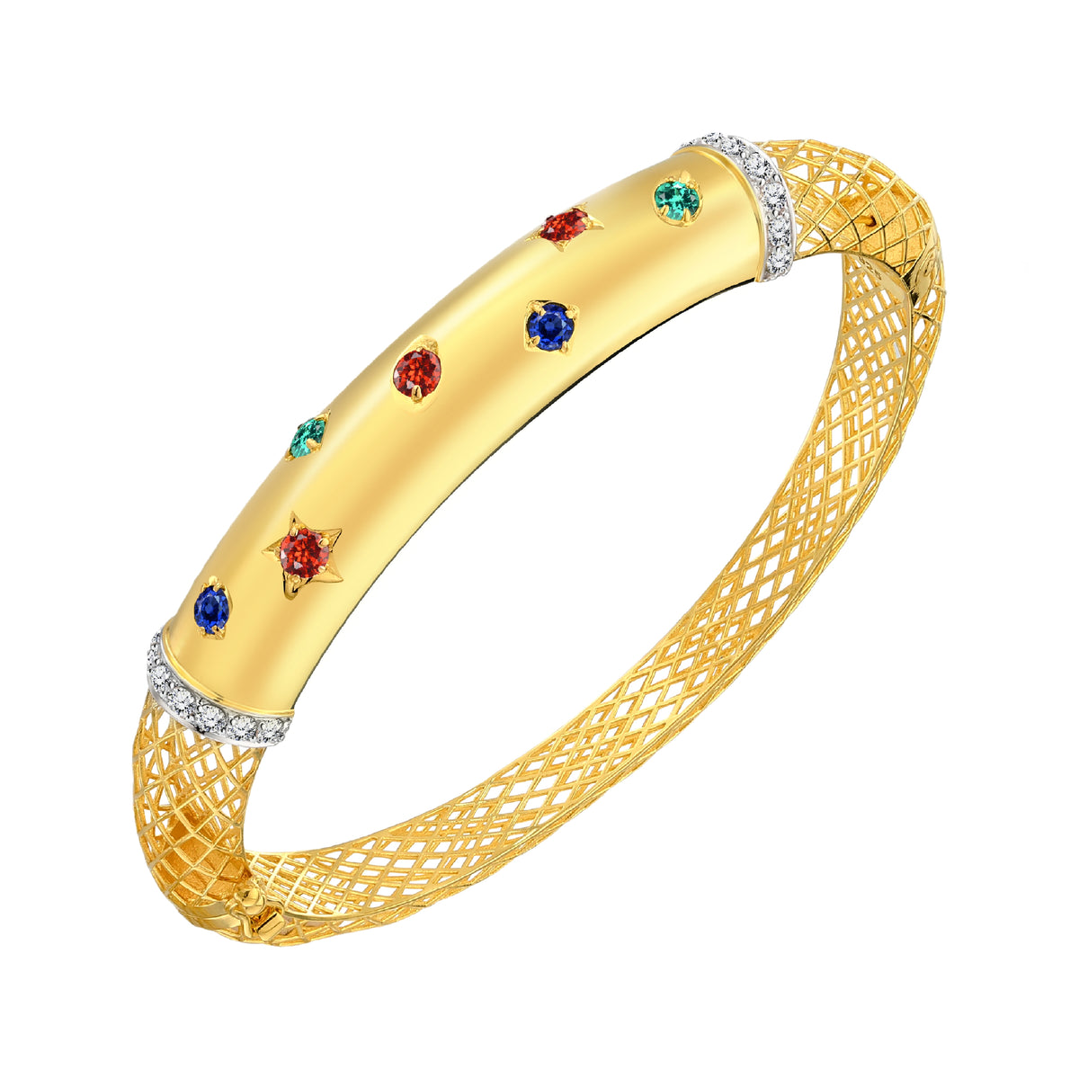 925 STERLING SILVER HINGED LE MESH BANGLE