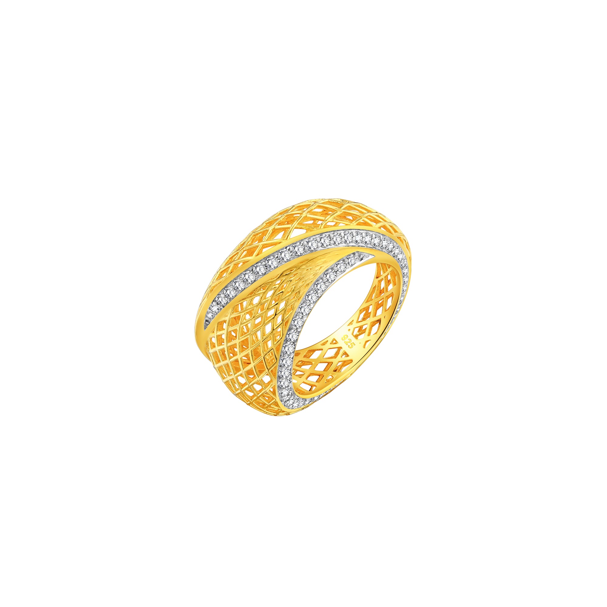 14K LE MESH RING WITH GEMSTONE