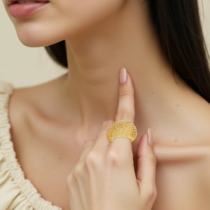 14K PLAIN YELLOW GOLD LE MESH RING