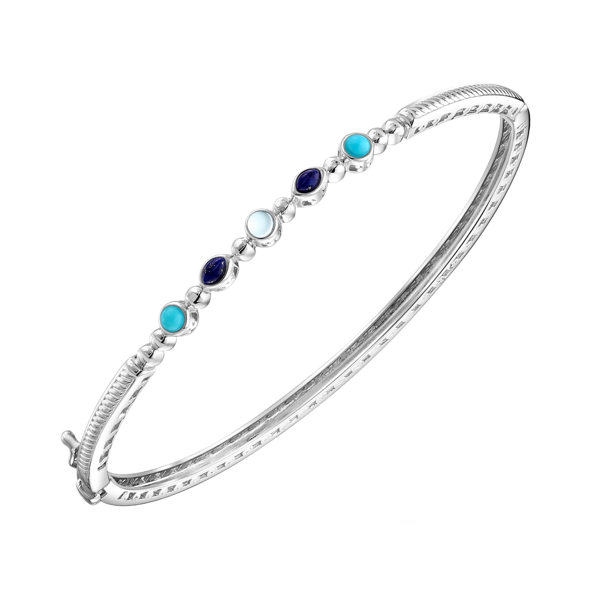 925 STERLING SILVER HINGE BANGLE WITH CUBIC ZIRCONIA