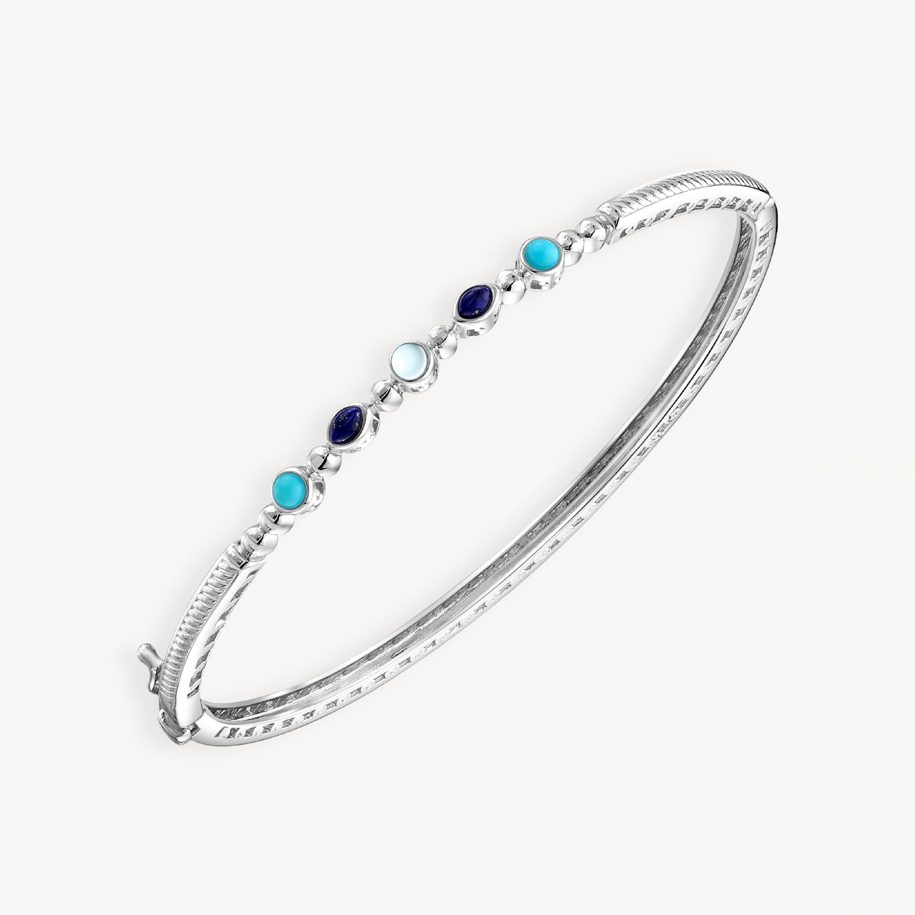925 STERLING SILVER HINGE BANGLE WITH CUBIC ZIRCONIA