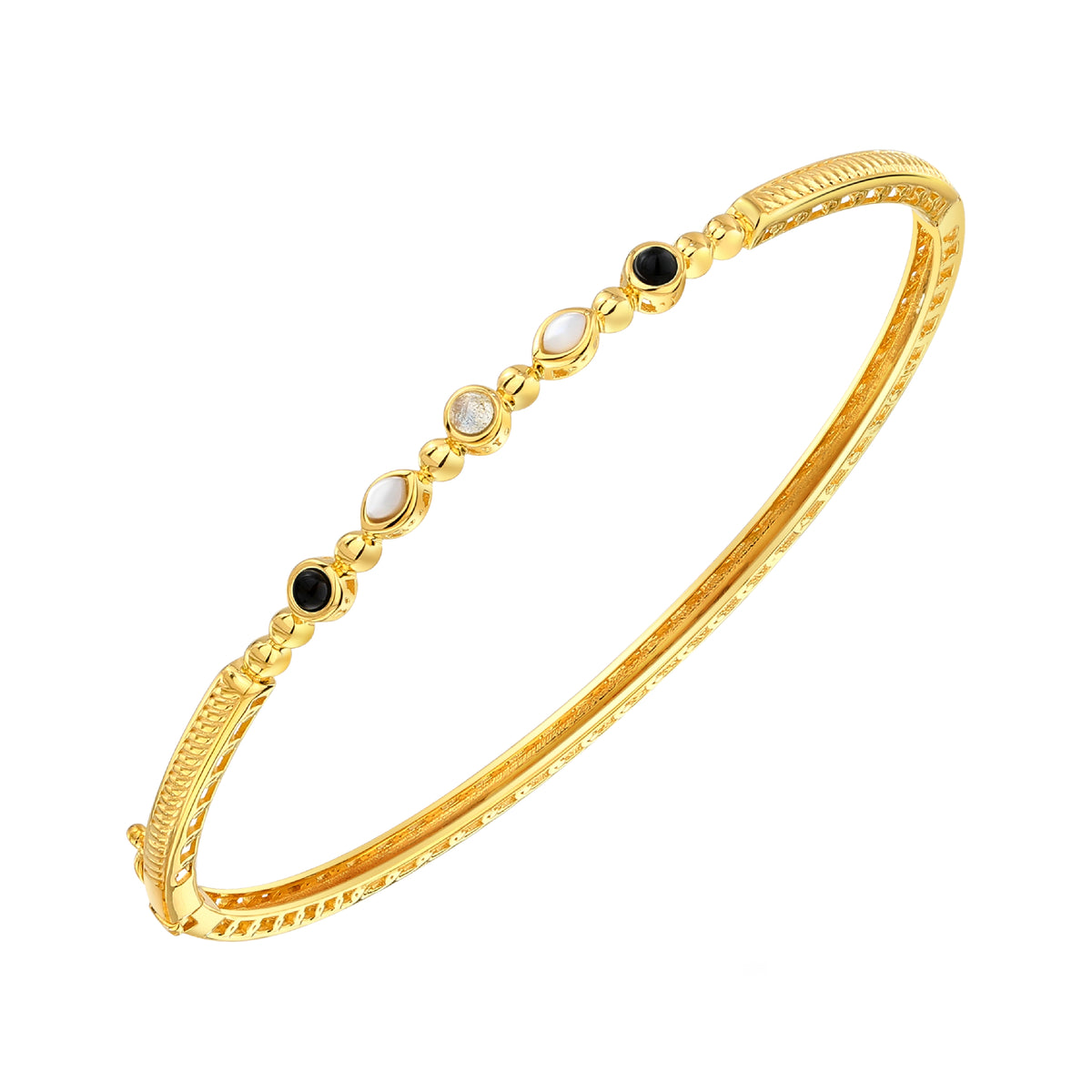 925 STERLING SILVER HINGE BANGLE WITH CUBIC ZIRCONIA