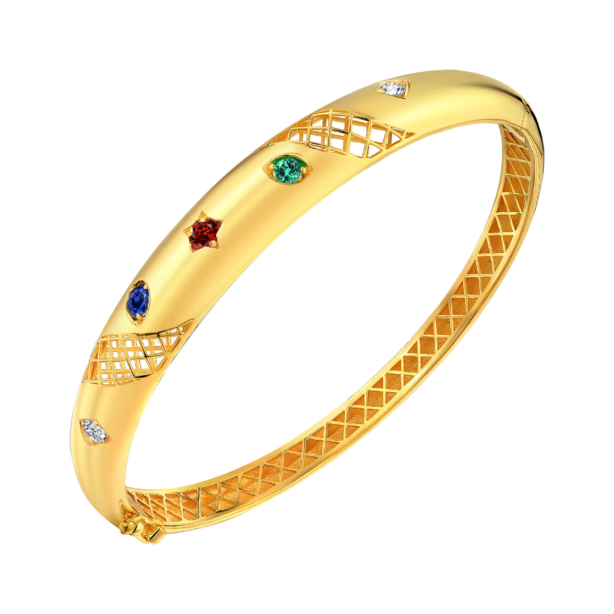 925 STERLING SILVER HINGED LE MESH BANGLE