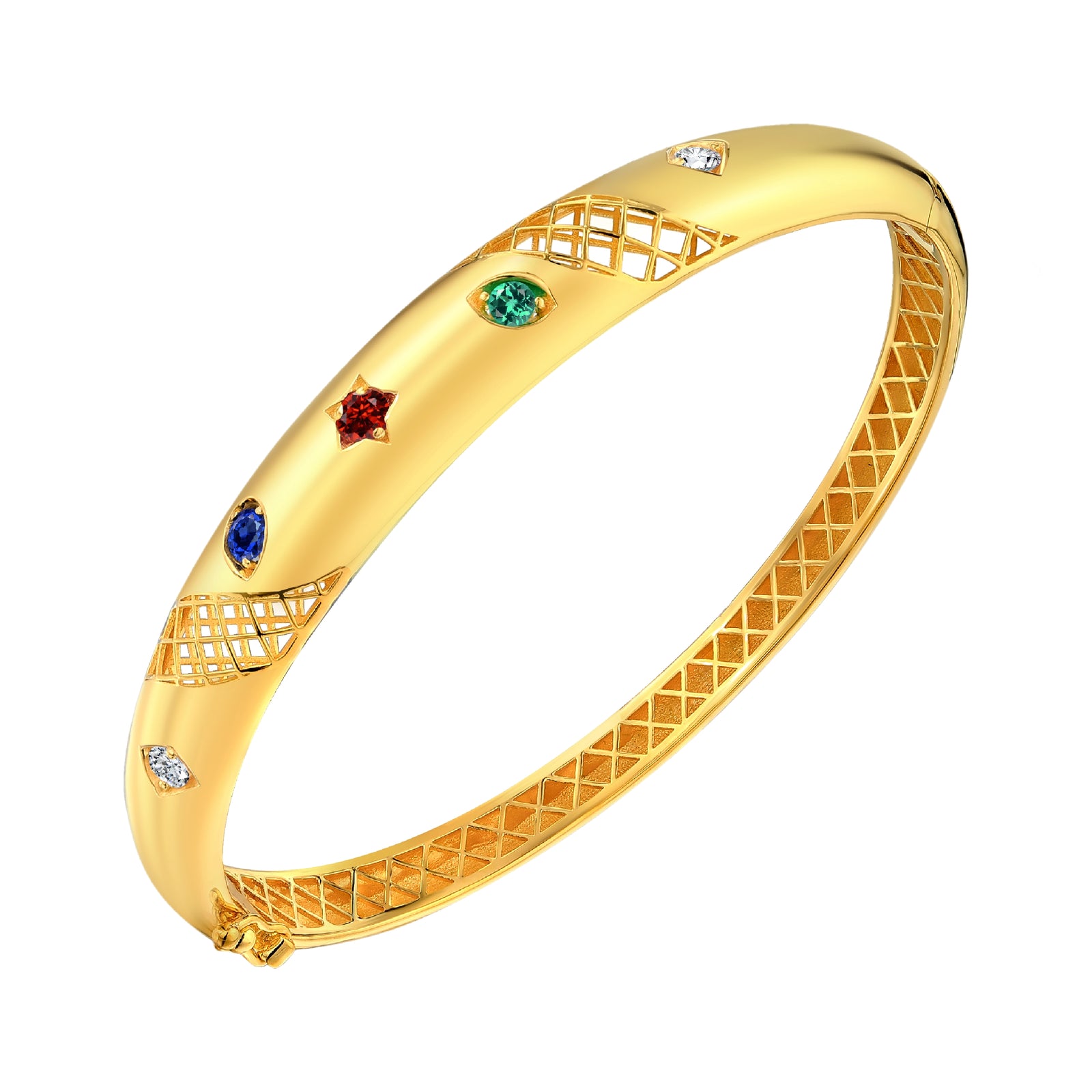 925 STERLING SILVER HINGED LE MESH BANGLE