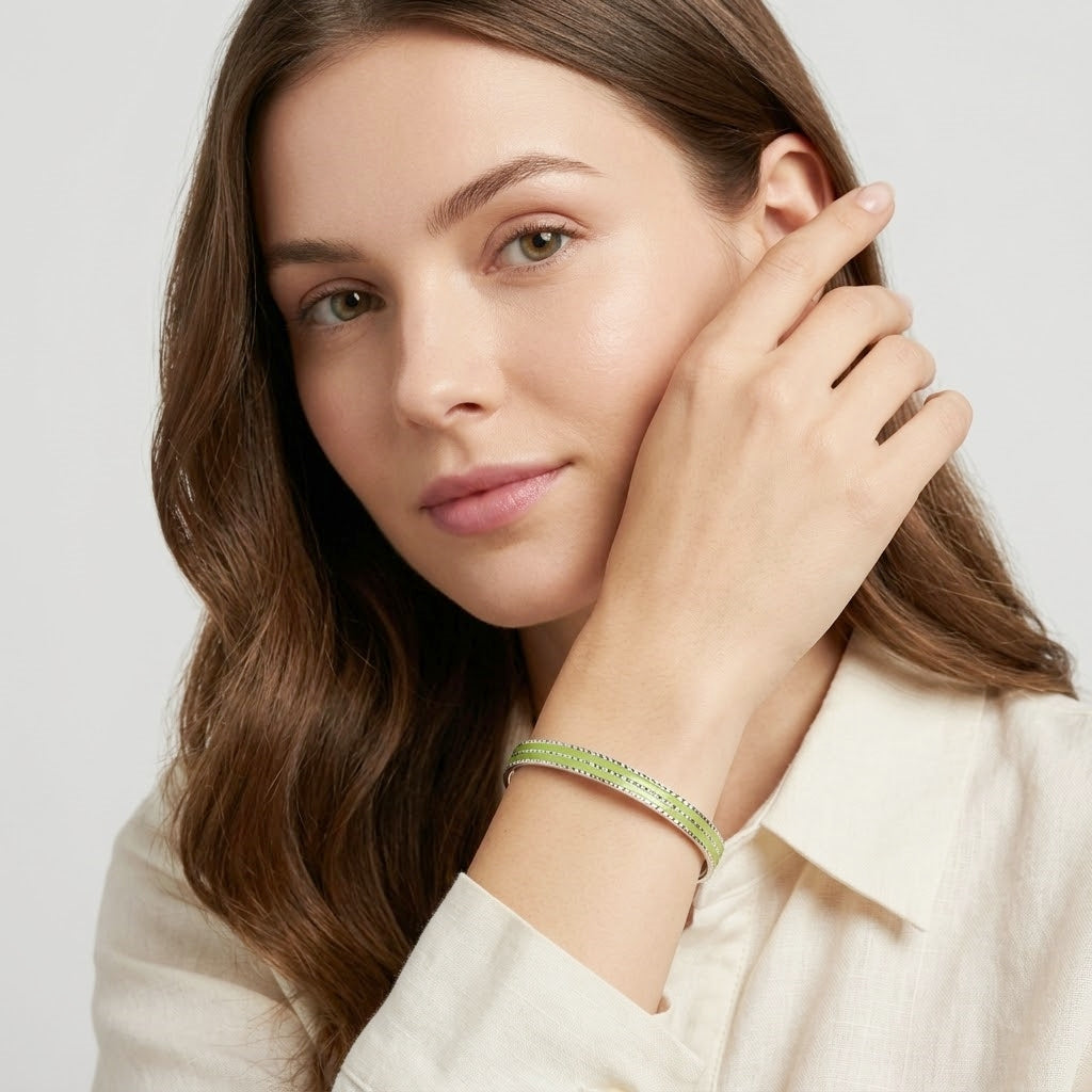 925 STERLING SILVER CLASSIC ENAMEL SLIP ON BANGLE