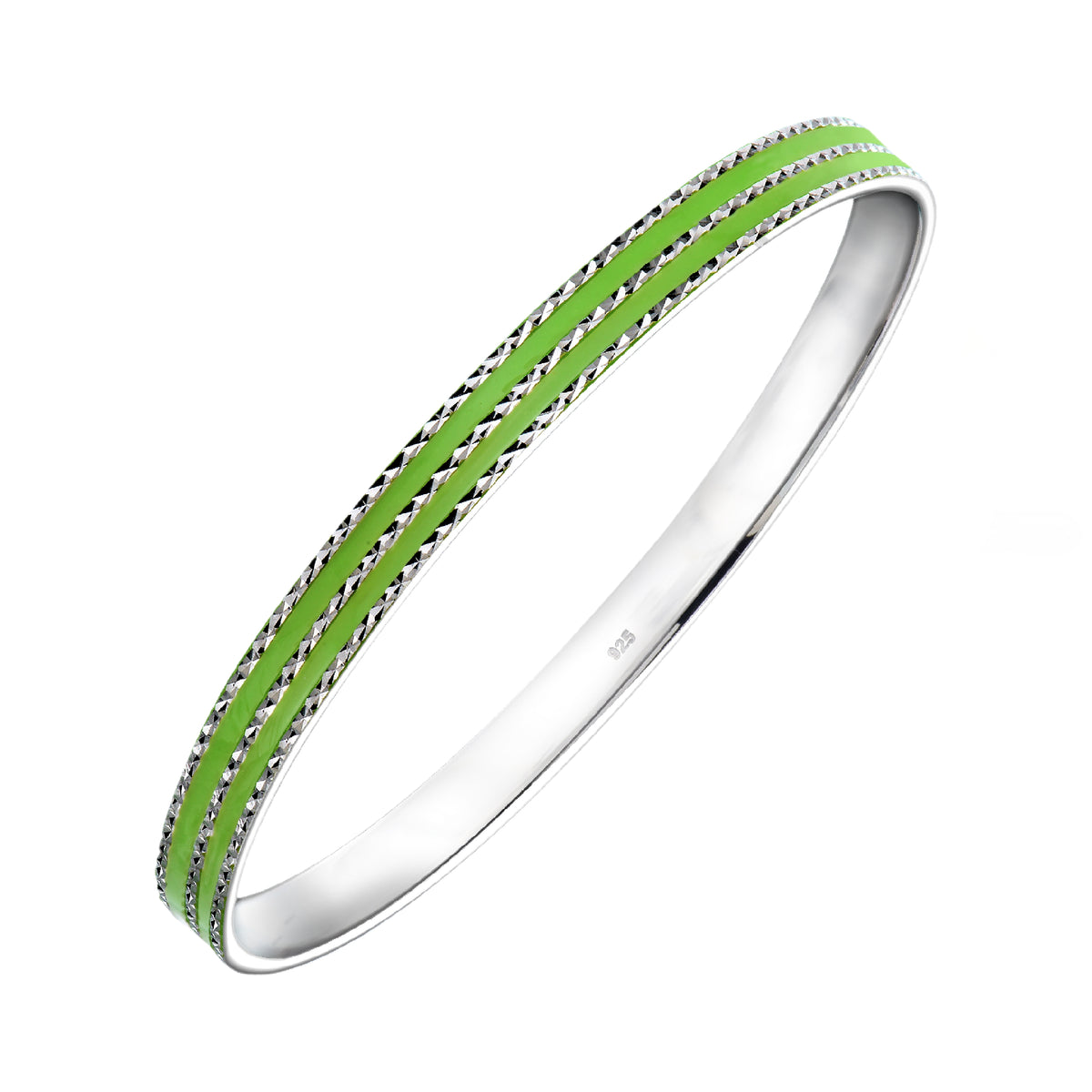 925 STERLING SILVER CLASSIC ENAMEL SLIP ON BANGLE