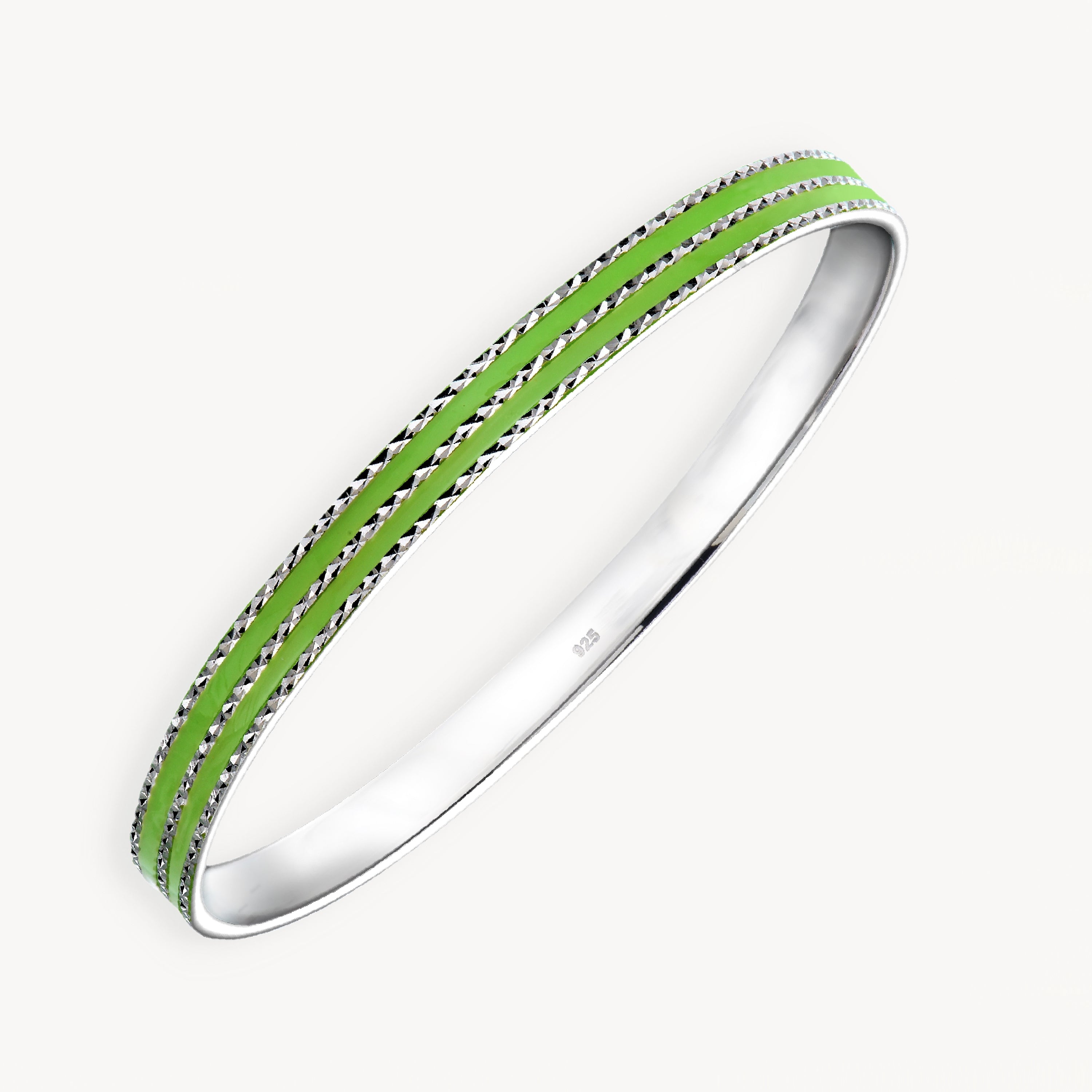 925 STERLING SILVER CLASSIC ENAMEL SLIP ON BANGLE
