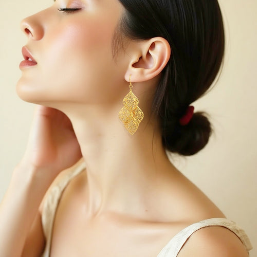 925 STERING SILVER FILIGREE CHANDELIER EARRINGS