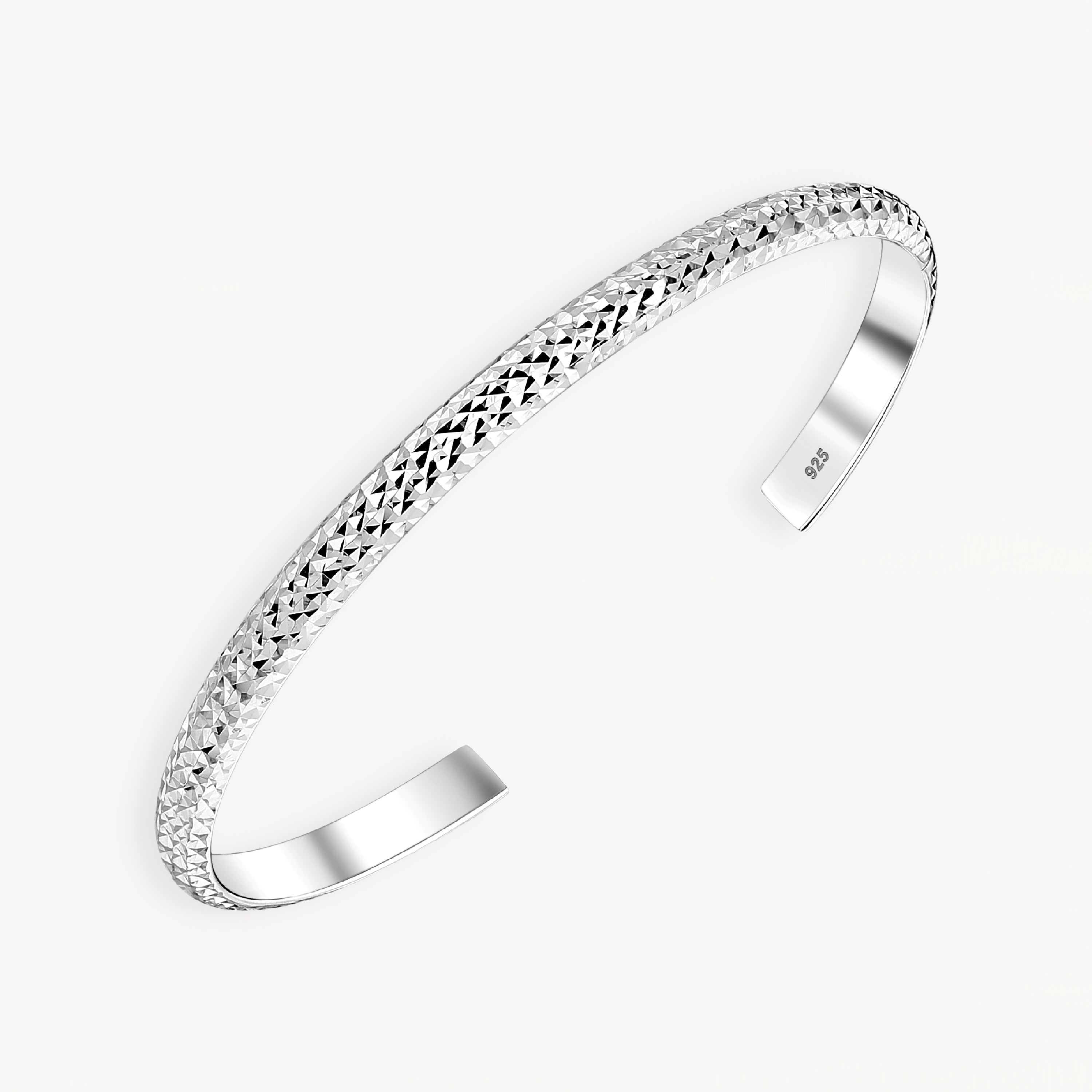 925 STERLING SILVER DIAMOND CUT CUFF BANGLE