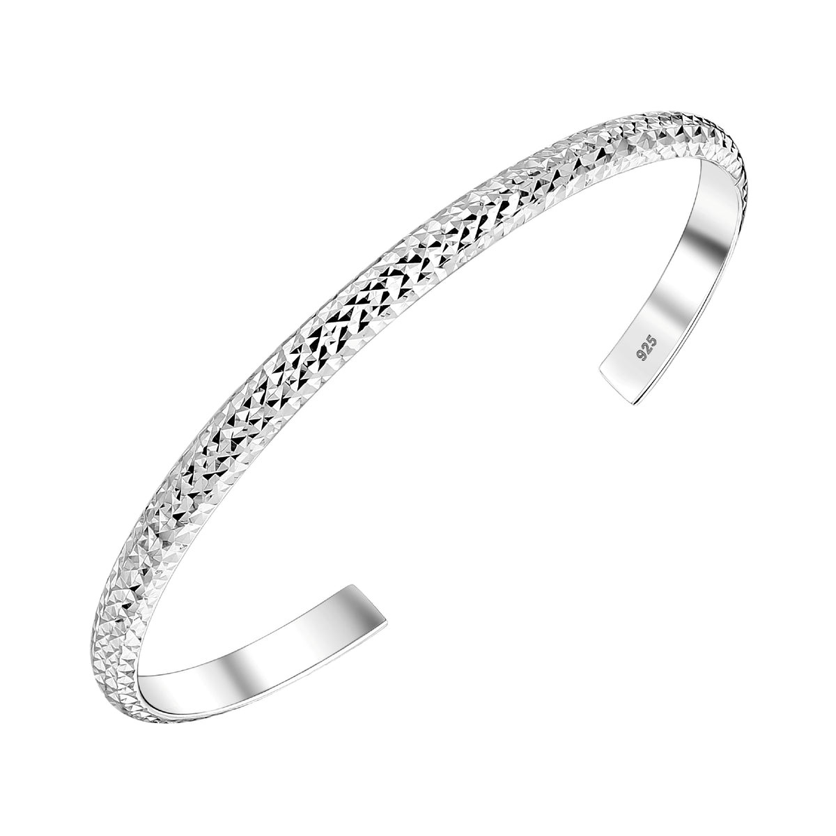 925 STERLING SILVER DIAMOND CUT CUFF BANGLE