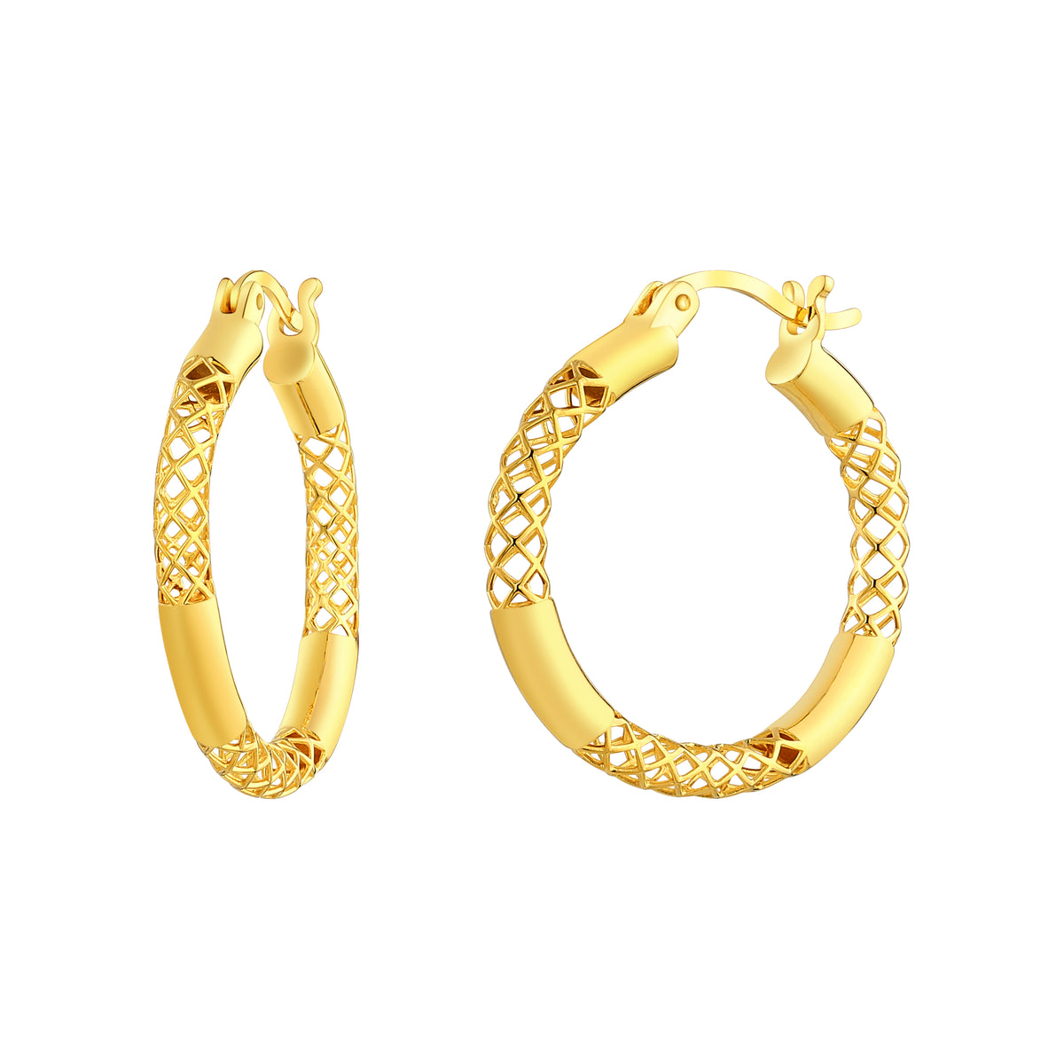 14K PLAIN YELLOW GOLD LE MESH EARRINGS