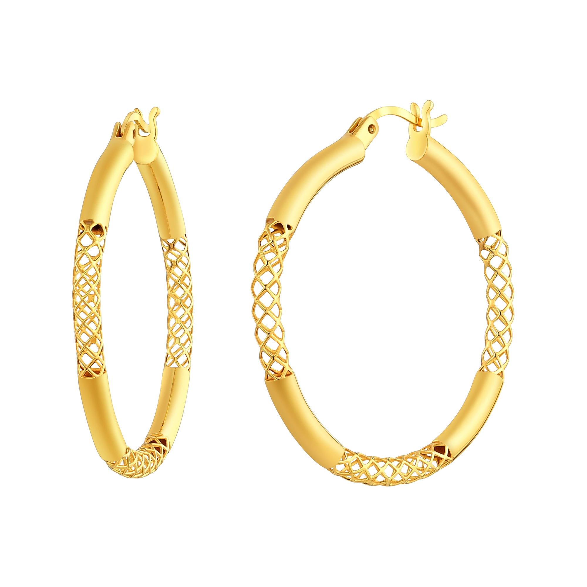 14K LE MESH HOOP EARRINGS