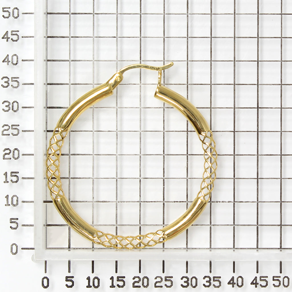925 STERING SILVER LE MESH HOOP EARRINGS