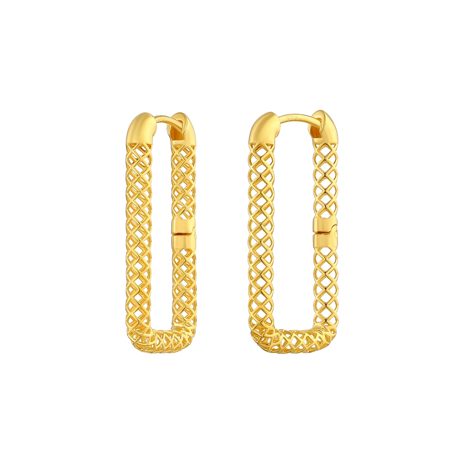 14K PLAIN YELLOW GOLD LE MESH EARRINGS