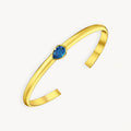 925 STERLING SILVER CUFF BANGLE WITH SWISS BLUE TOPAZ