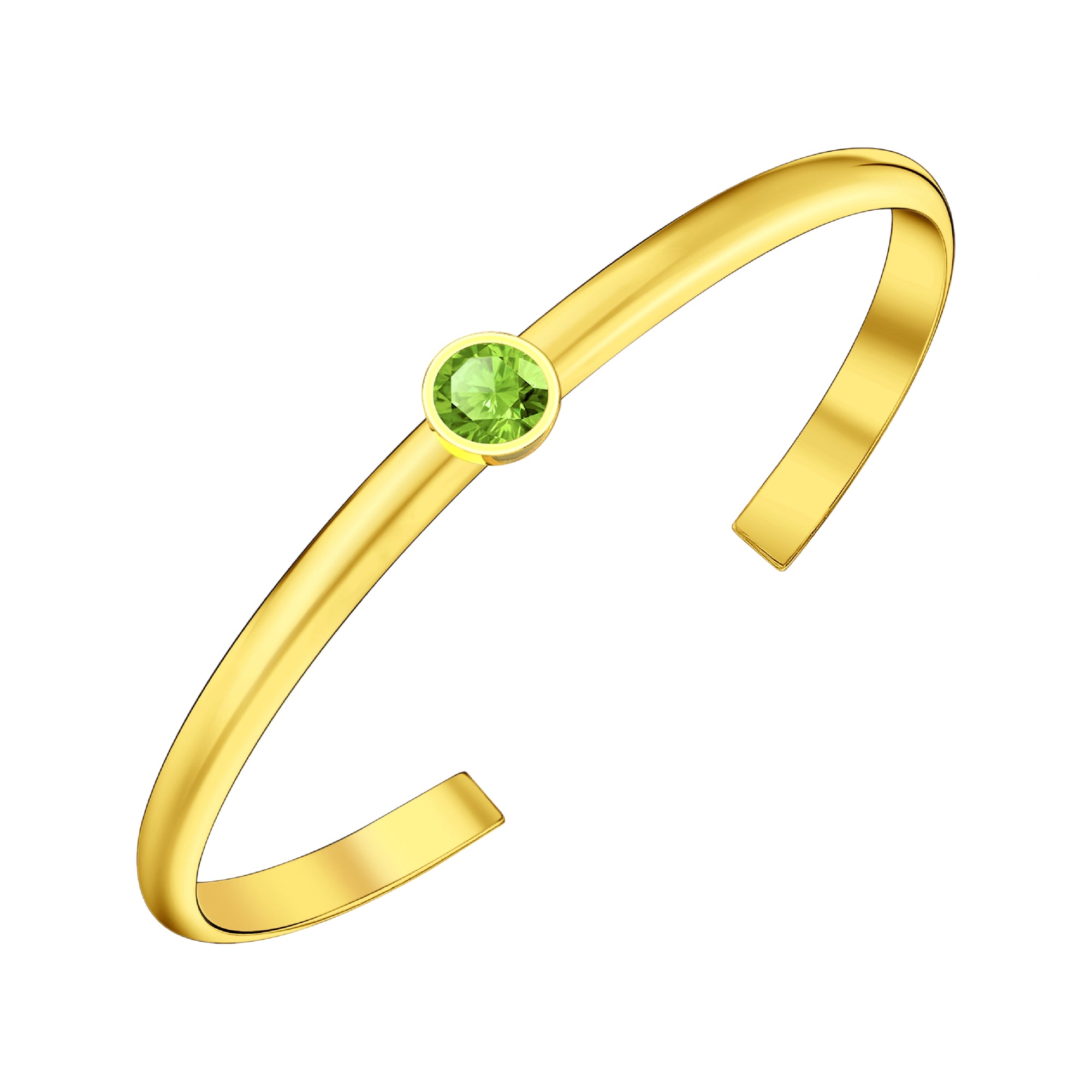 925 STERLING SILVER CUFF BANGLE WITH PERIDOT