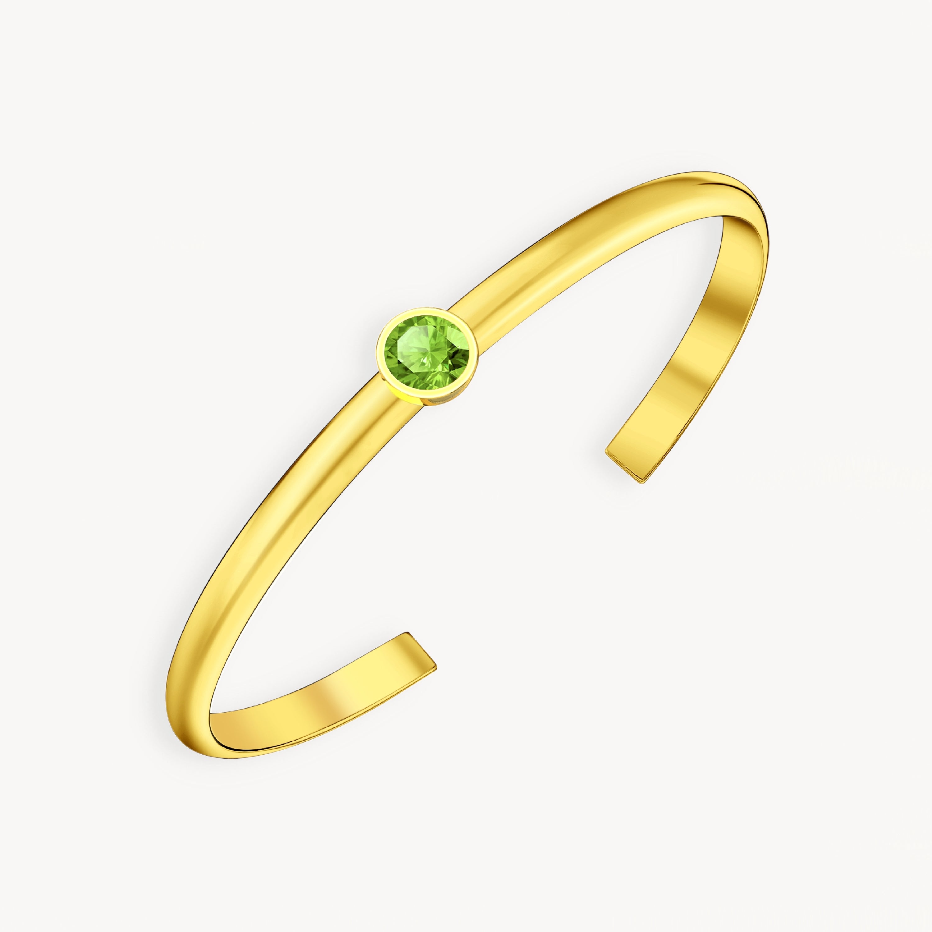 925 STERLING SILVER CUFF BANGLE WITH PERIDOT