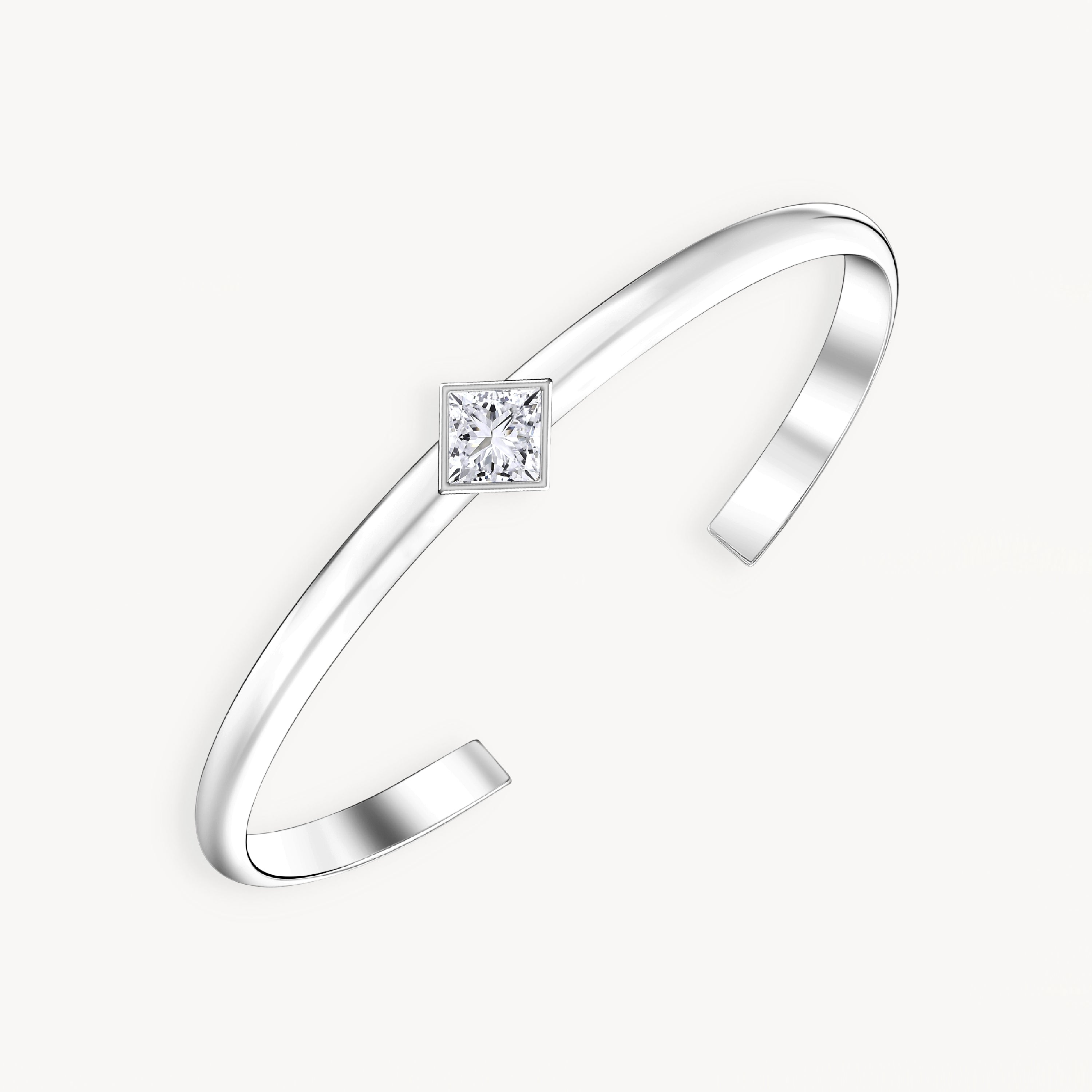 925 STERLING SILVER CUFF BANGLE WITH WHITE TOPAZ