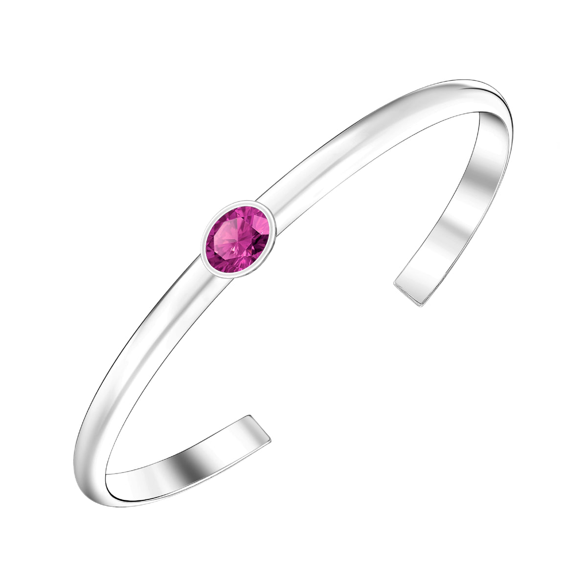 925 STERLING SILVER CUFF BANGLE WITH PINK TOPAZ