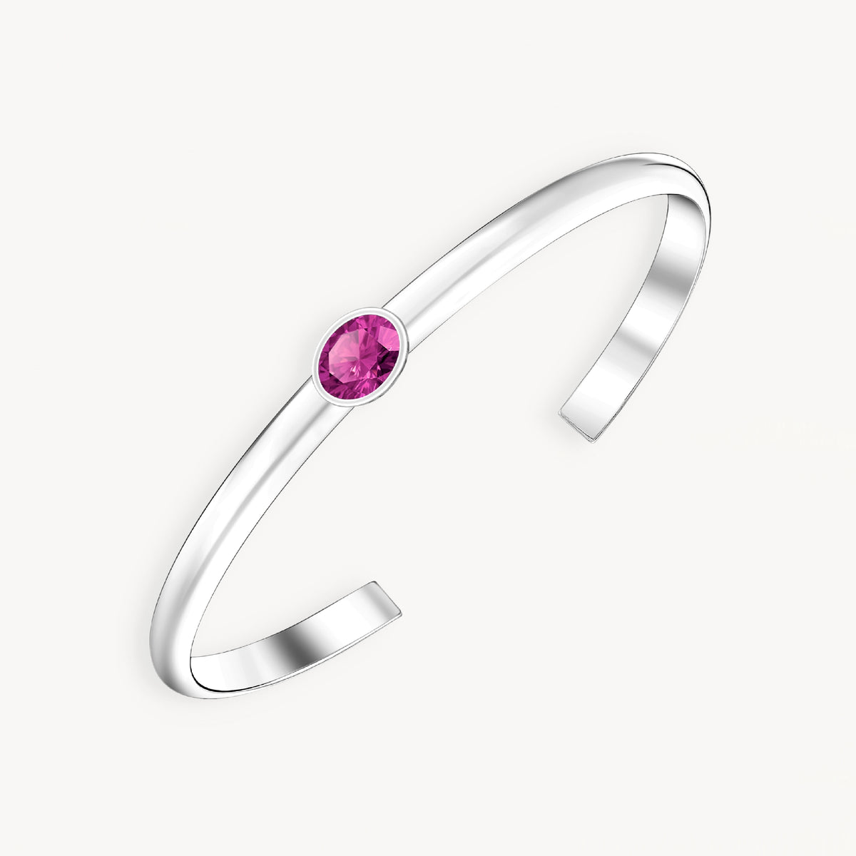 925 STERLING SILVER CUFF BANGLE WITH PINK TOPAZ