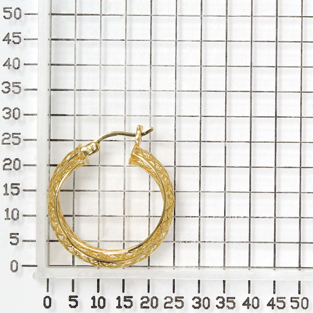 925 STERING SILVER LE MESH DOUBLE HOOP EARRINGS